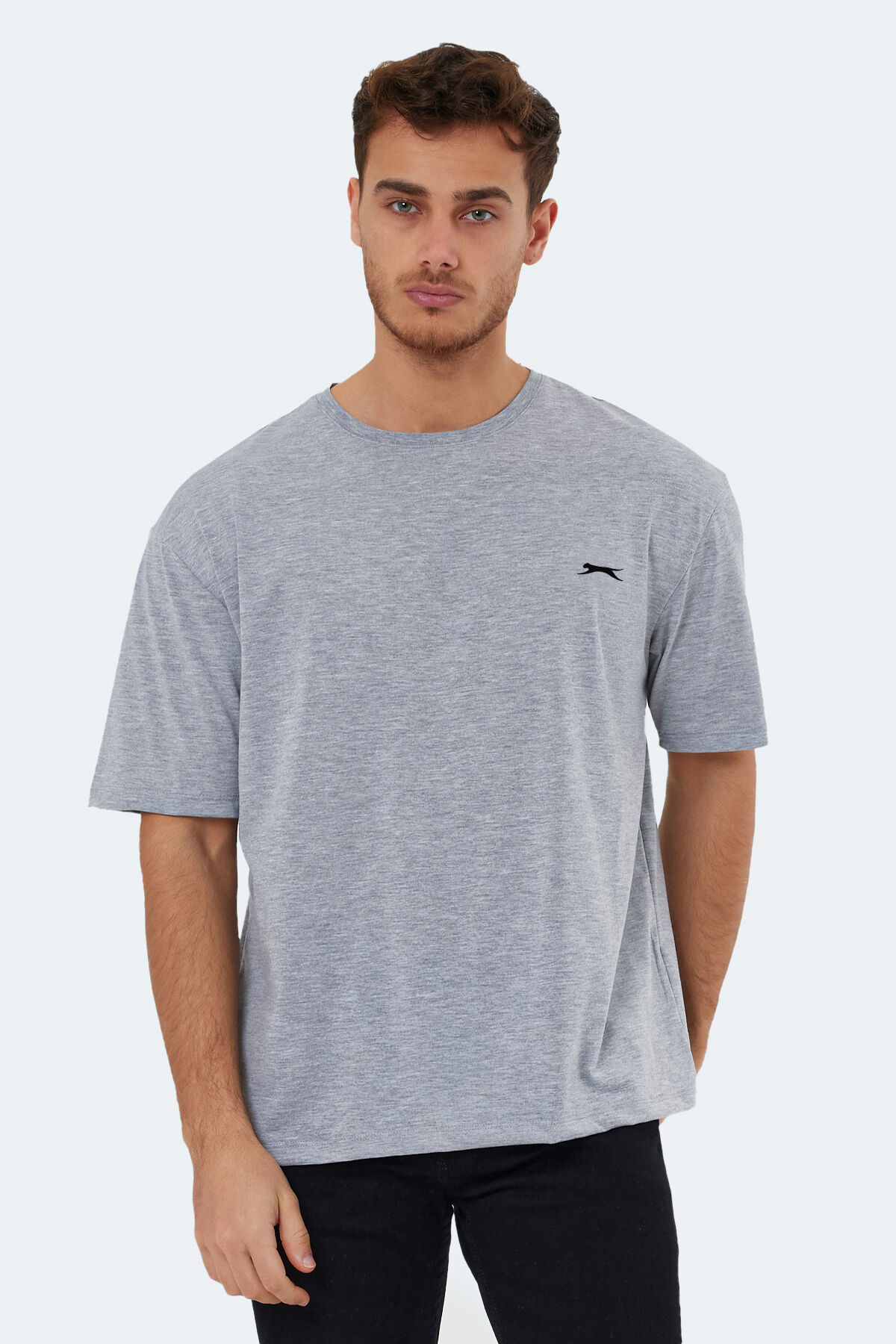 Slazenger KAISER IN Oversize Erkek Oversıze Gri Tişört