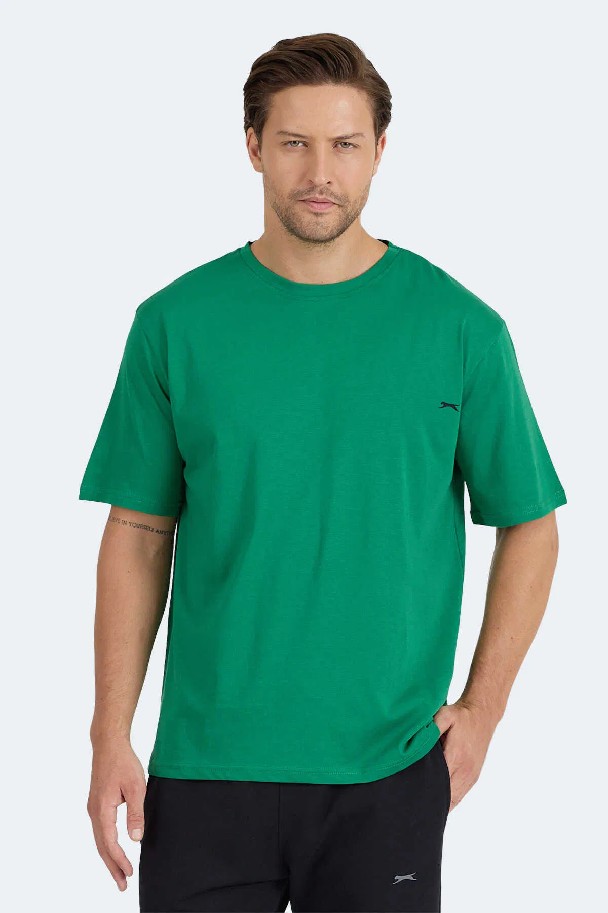 Slazenger KAISER IN Oversize Erkek Oversıze Koyu Yeşil Tişört