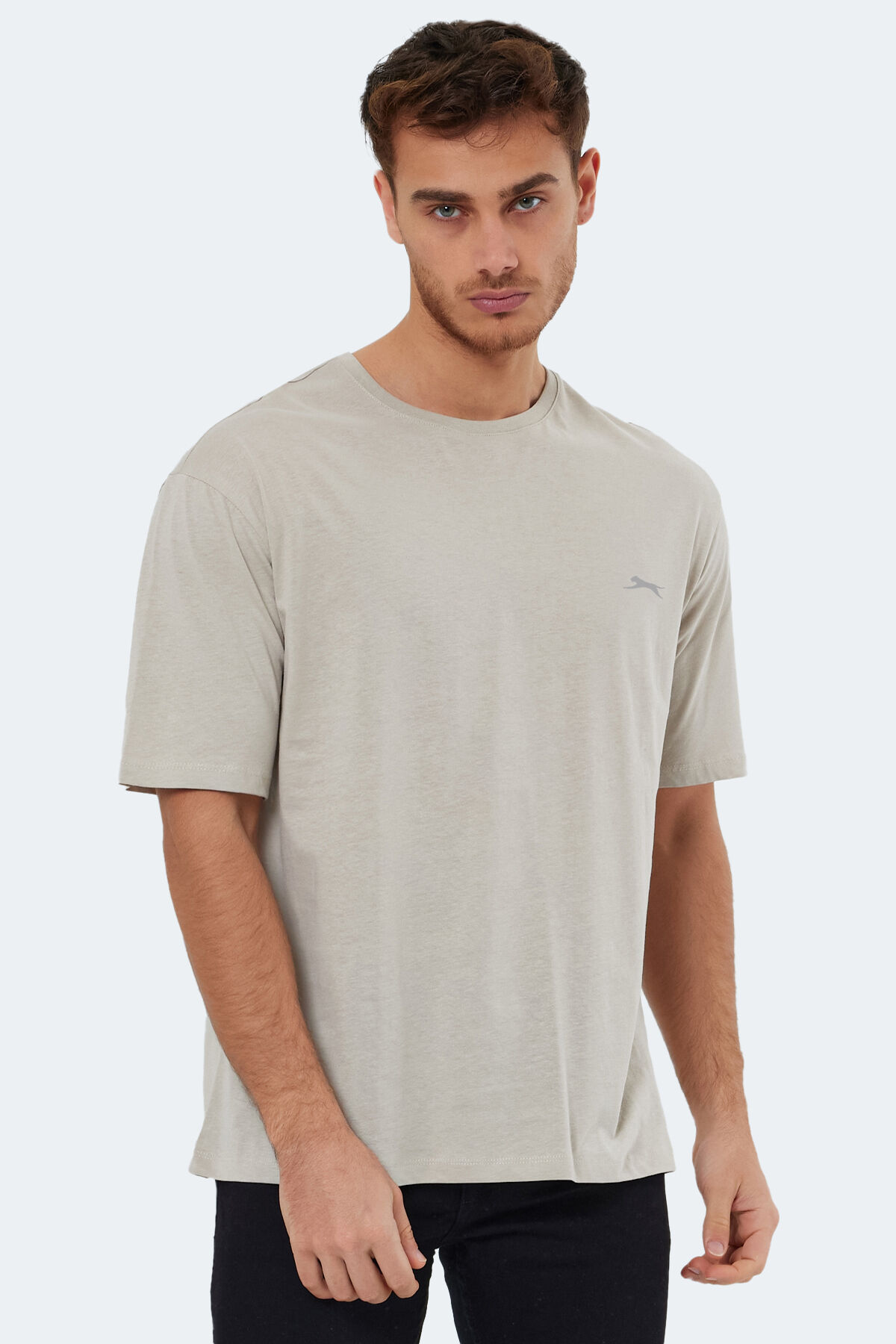 Slazenger KAISER IN Oversize Erkek Oversıze Taş Gri Tişört
