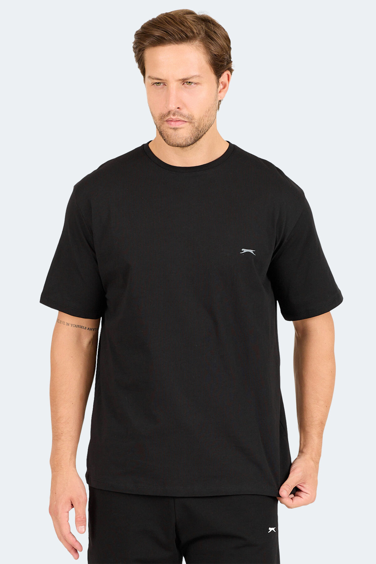 Slazenger KARNEN IN Oversize Erkek Baskılı Siyah Tişört