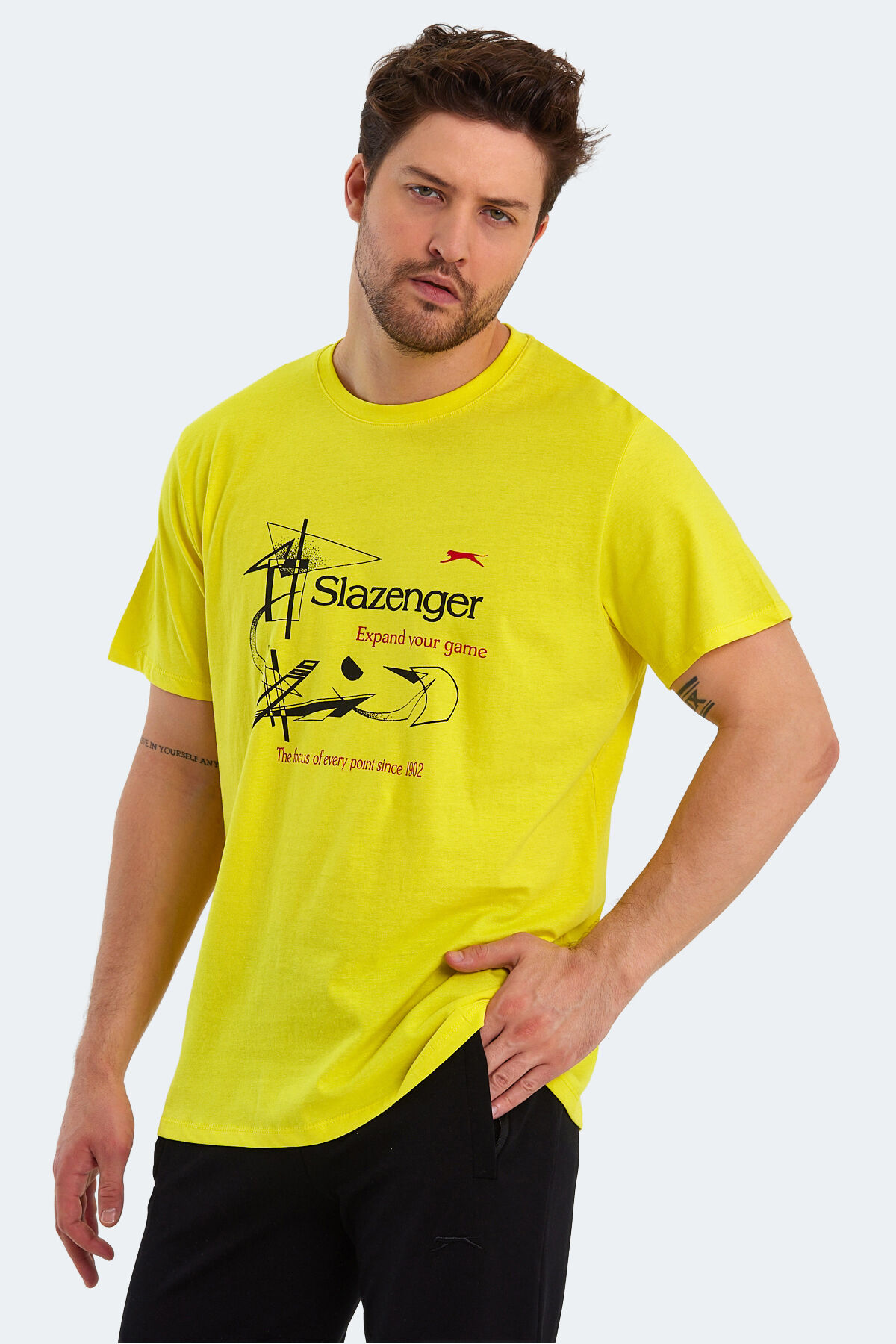 Slazenger KARNEN IN Oversize Erkek Baskılı Açık Sarı Tişört