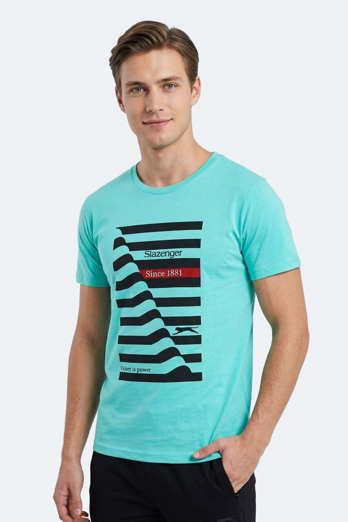 Slazenger KATELL IN Erkek Baskılı Nane Tişört