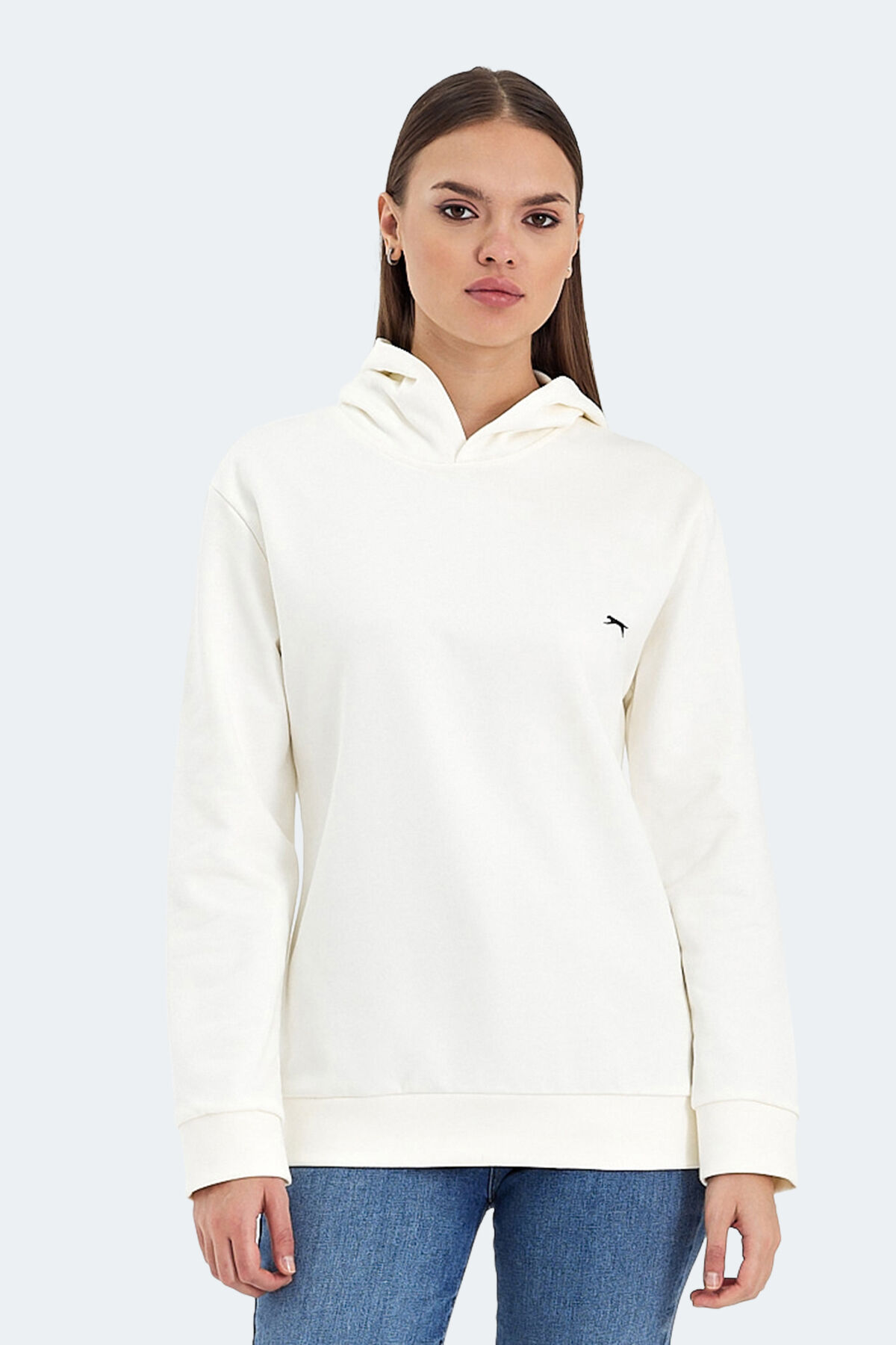Slazenger KATHY IN Kadın Kapüşonlu Ekru Sweatshırt