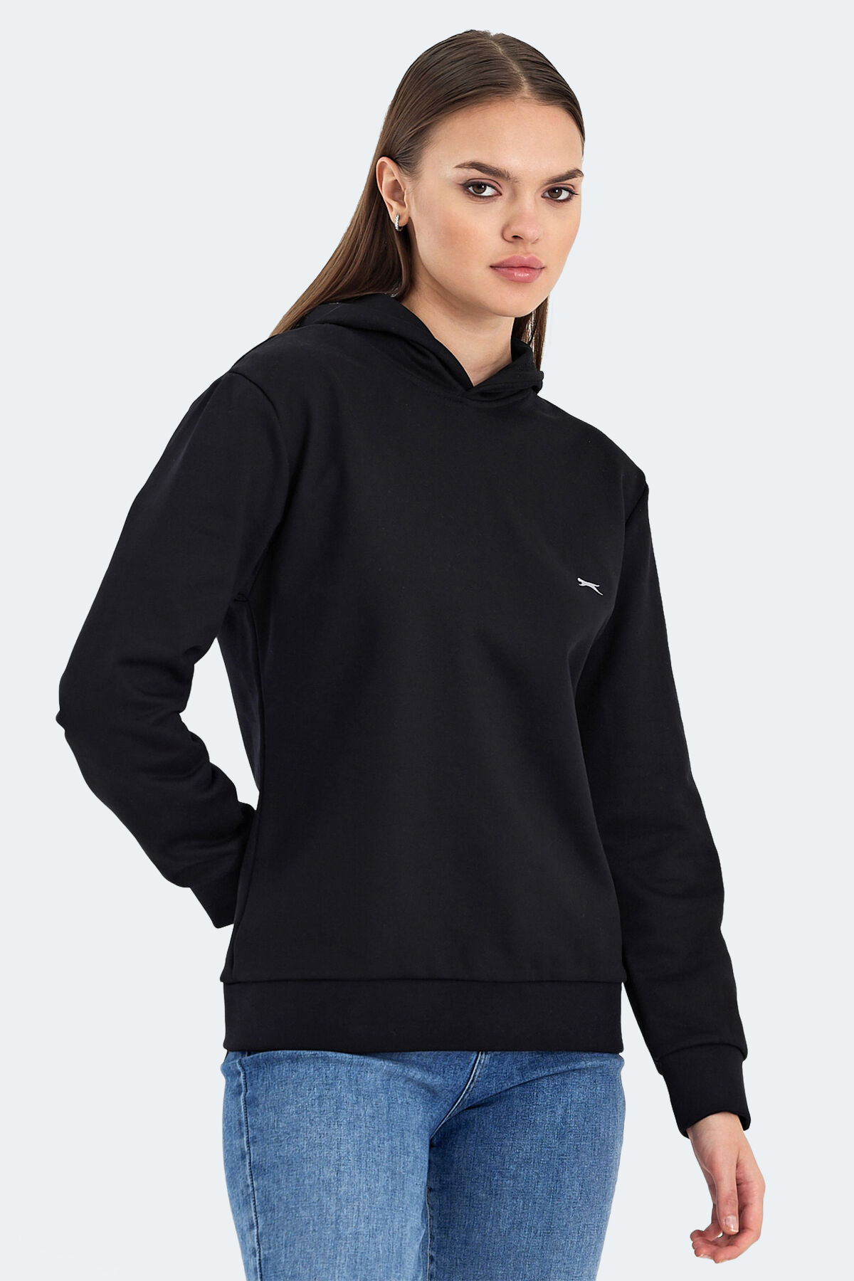 Slazenger KATHY IN Kadın Kapüşonlu Siyah Sweatshırt