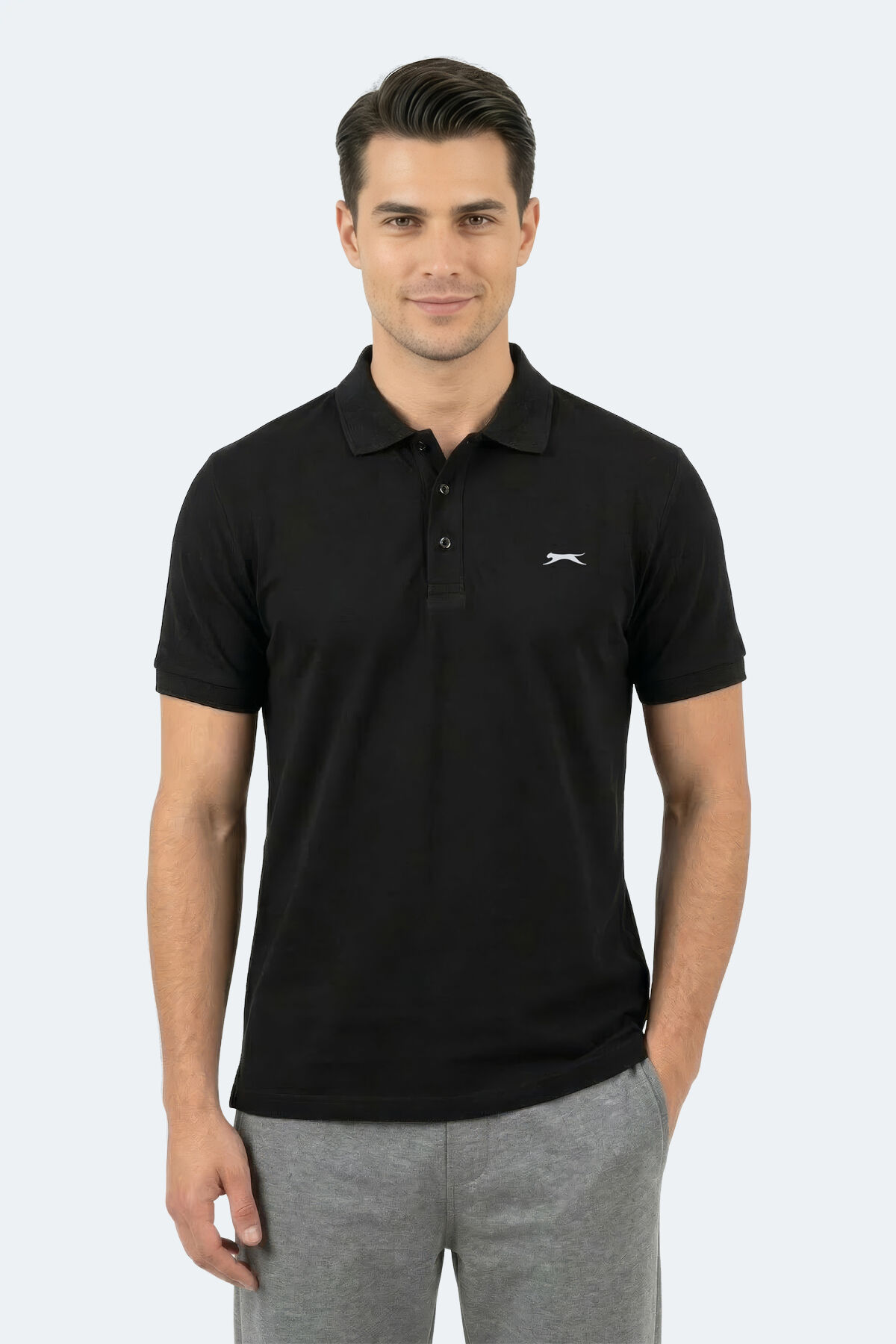 Slazenger KATINA Erkek Polo Yaka Siyah Tişört