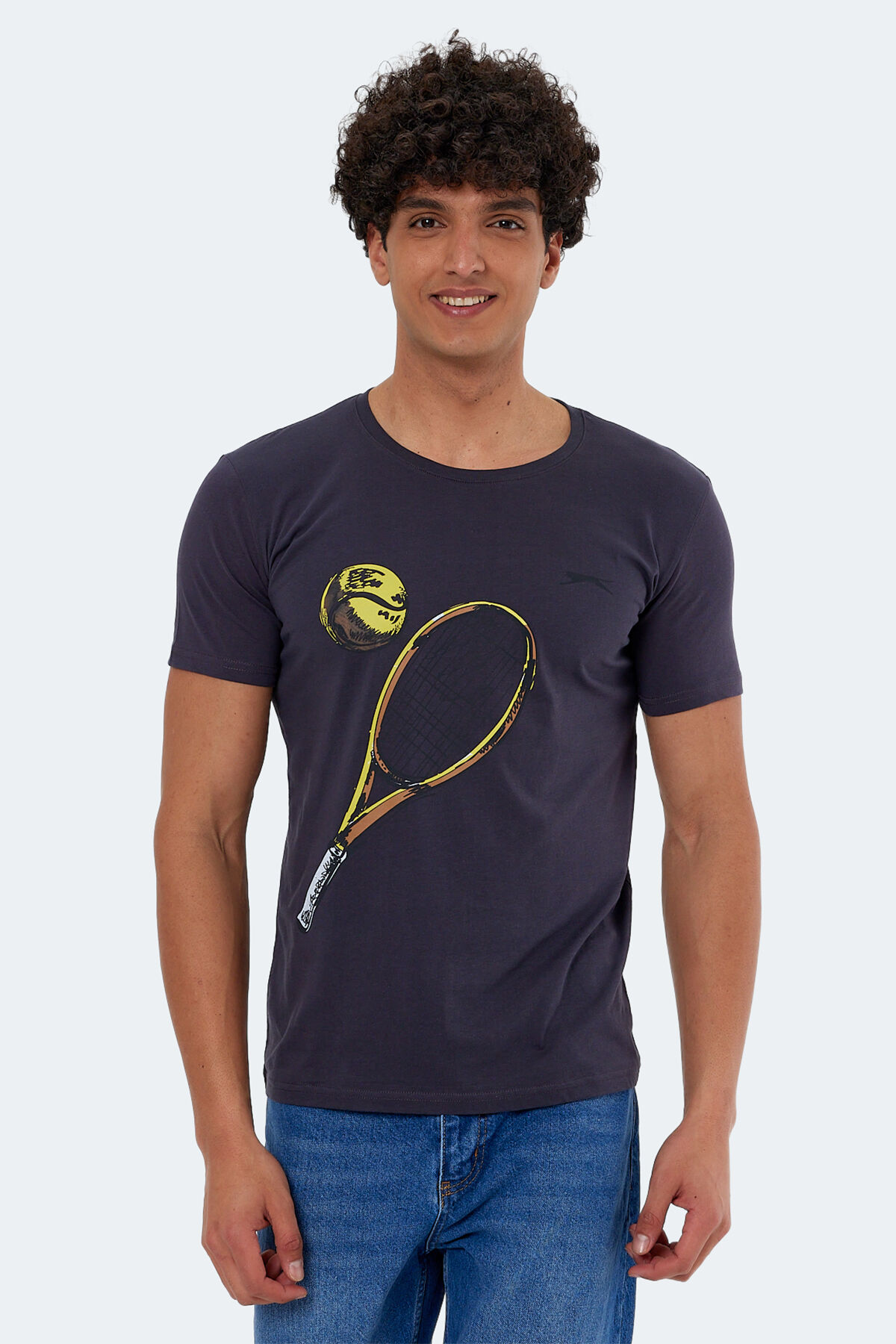 Slazenger KATONS IN Erkek Baskılı Antrasit Tişört