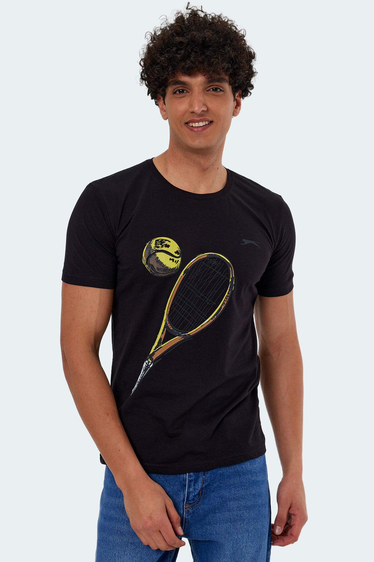 Slazenger KATONS IN Erkek Baskılı Siyah Tişört