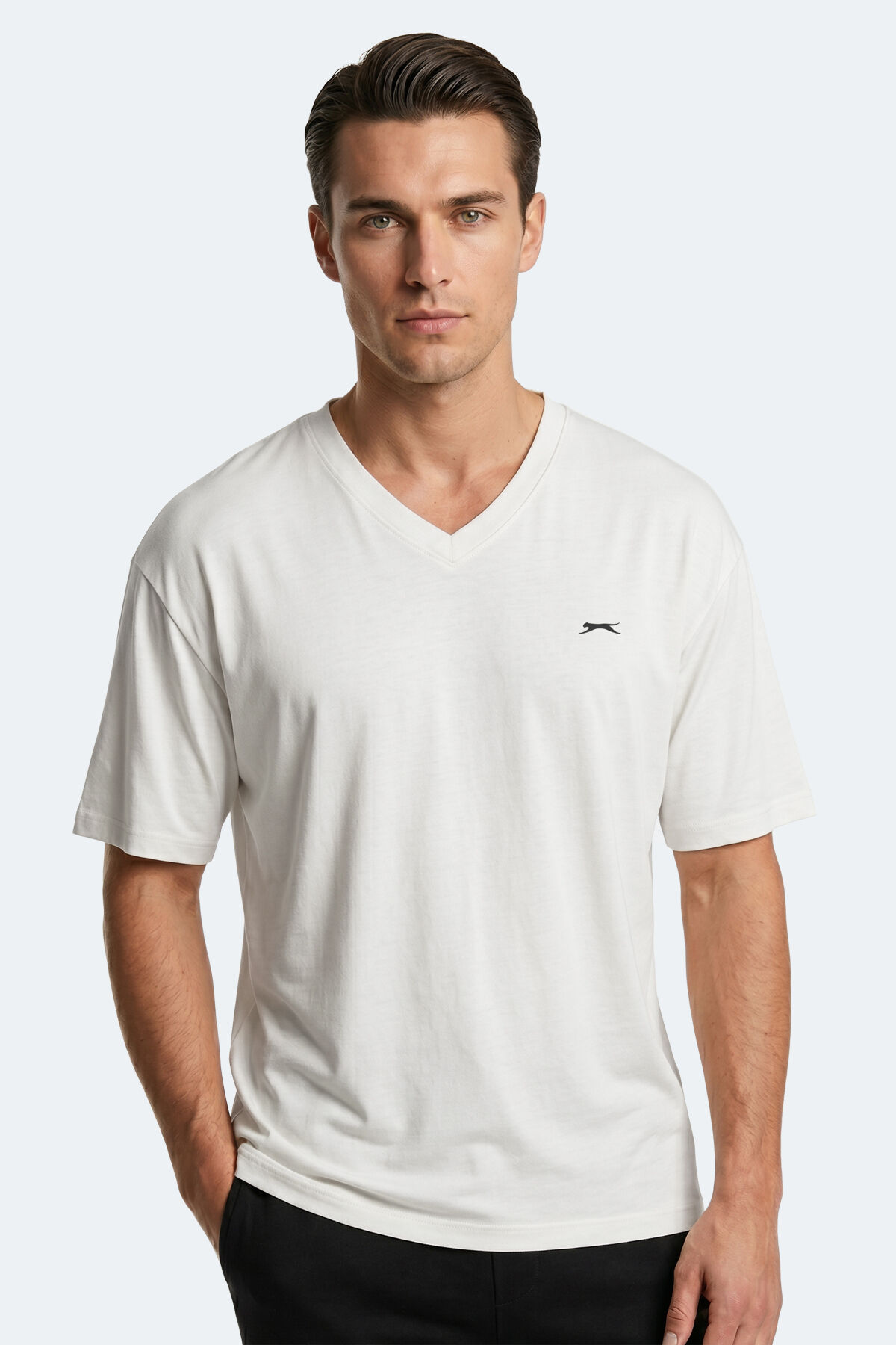 Slazenger KATRE Erkek V Yaka Beyaz Tişört
