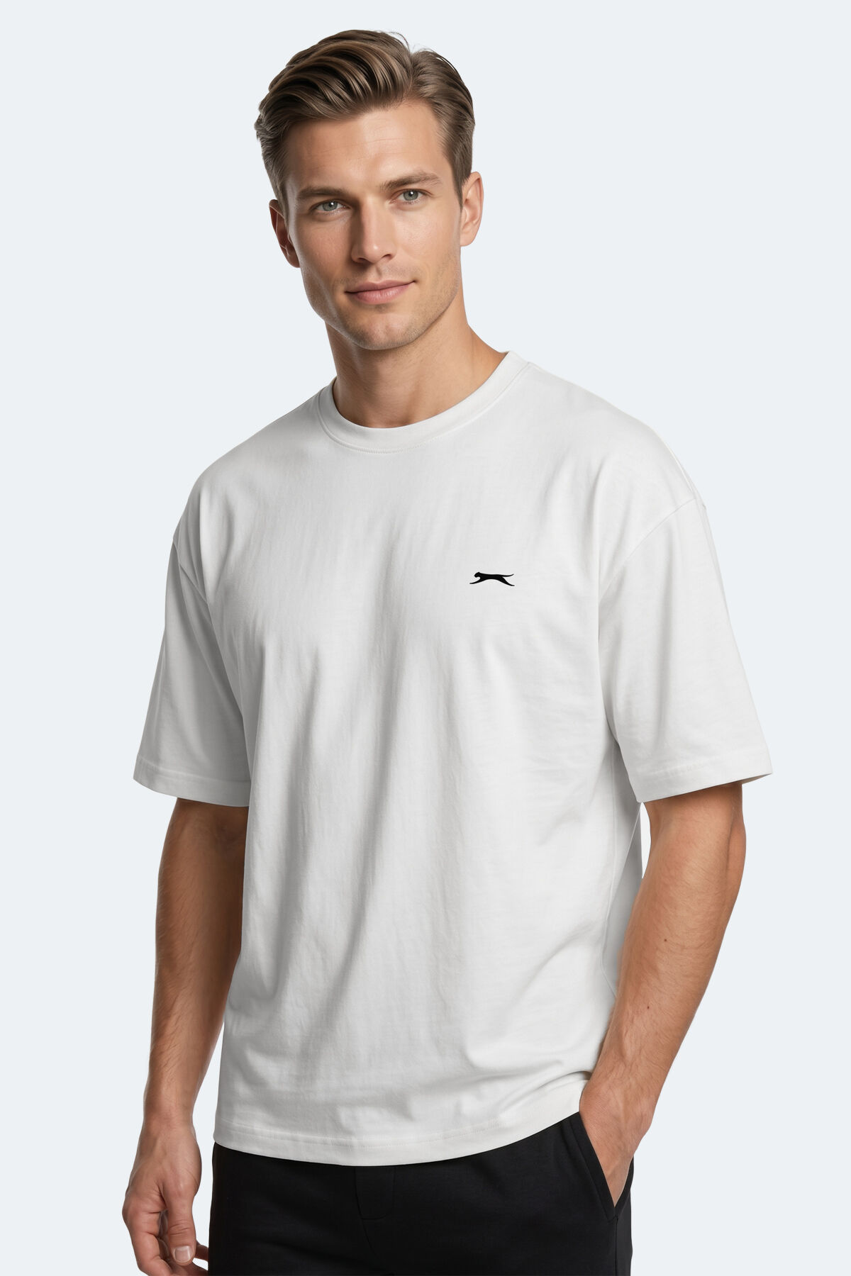 Slazenger KEANE Erkek Oversıze Beyaz Tişört