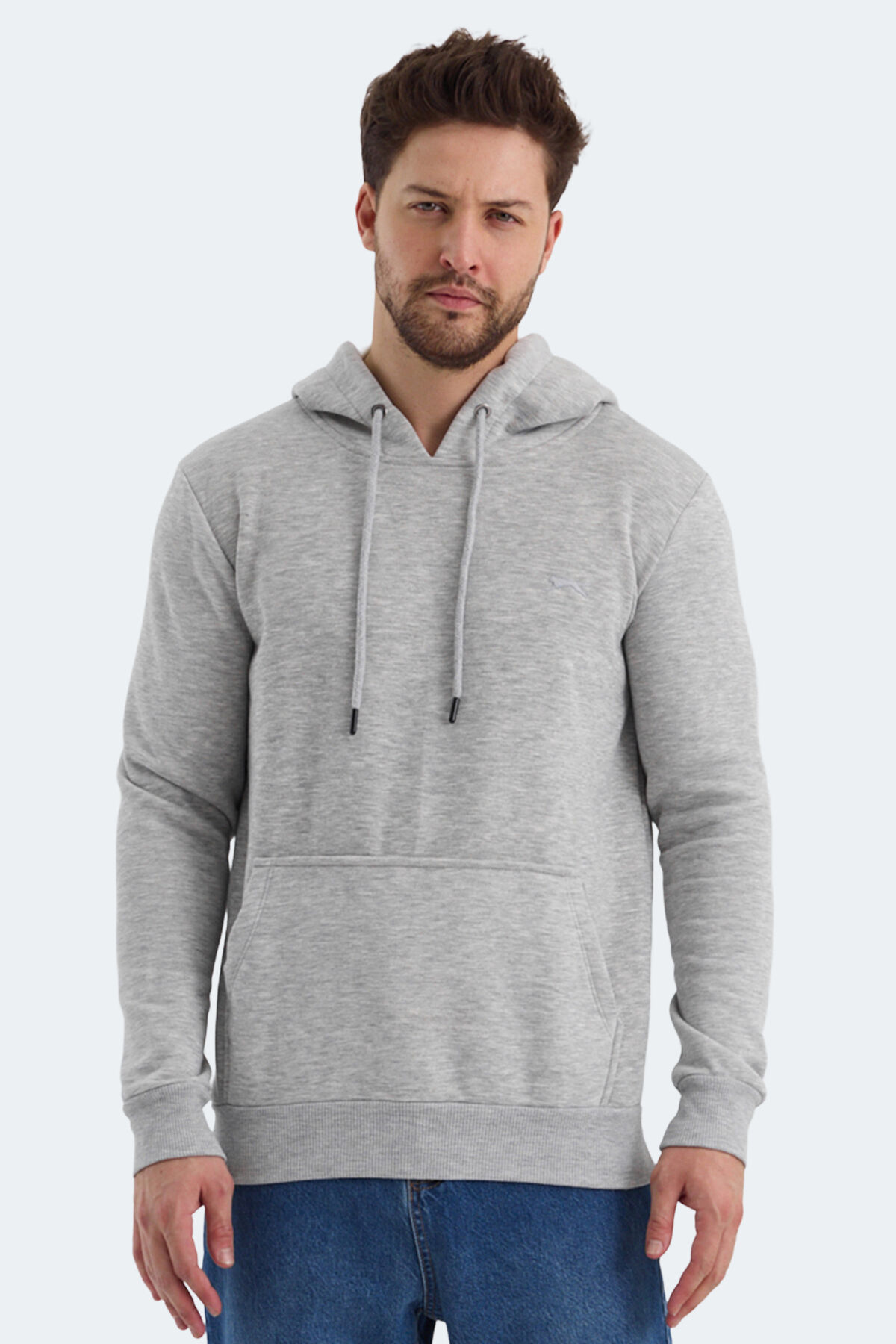 Slazenger KEANS IN Erkek Kapüşonlu Cepli Gri Sweatshırt
