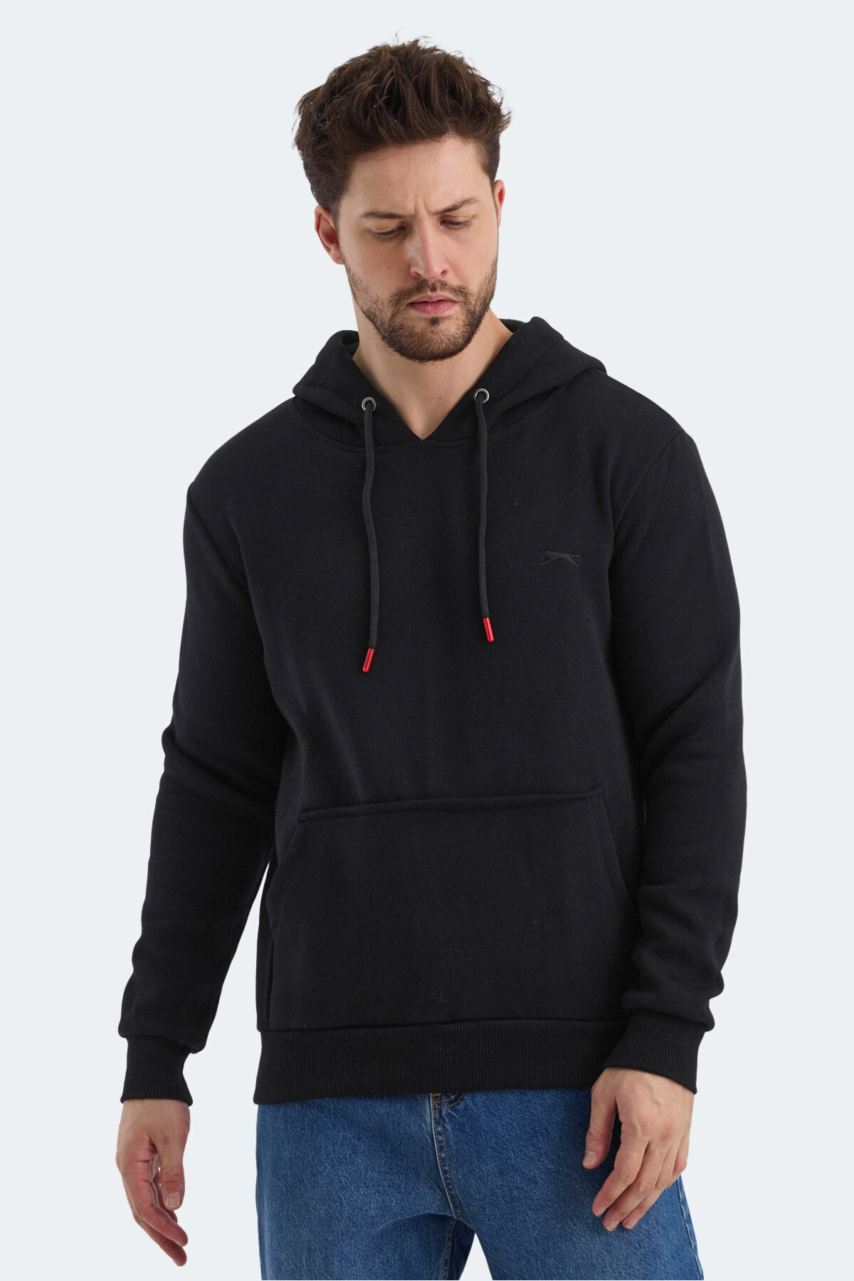 Slazenger KEANS IN Erkek Kapüşonlu Cepli Siyah Sweatshırt