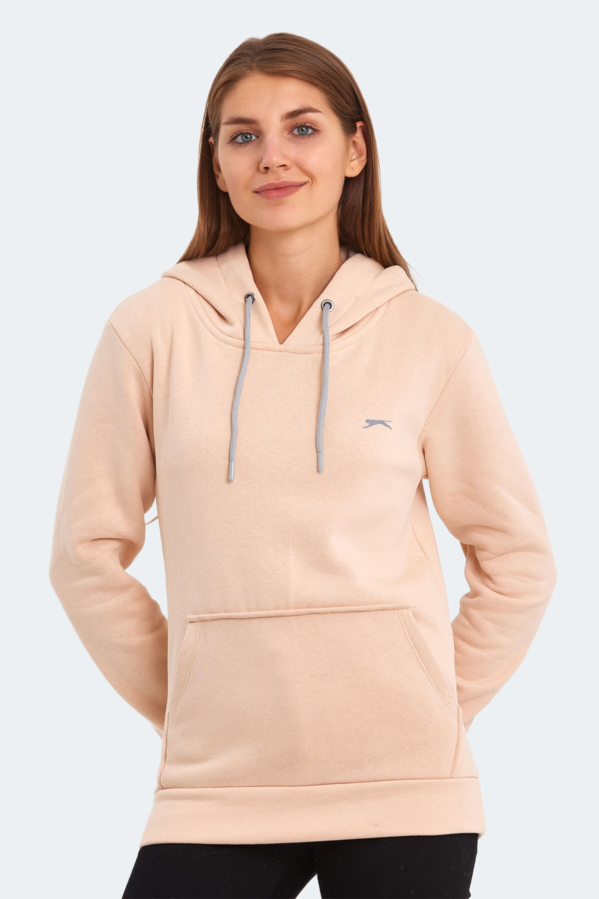 Slazenger KESHIAN IN Kadın Kapüşonlu Cepli Bej Sweatshırt
