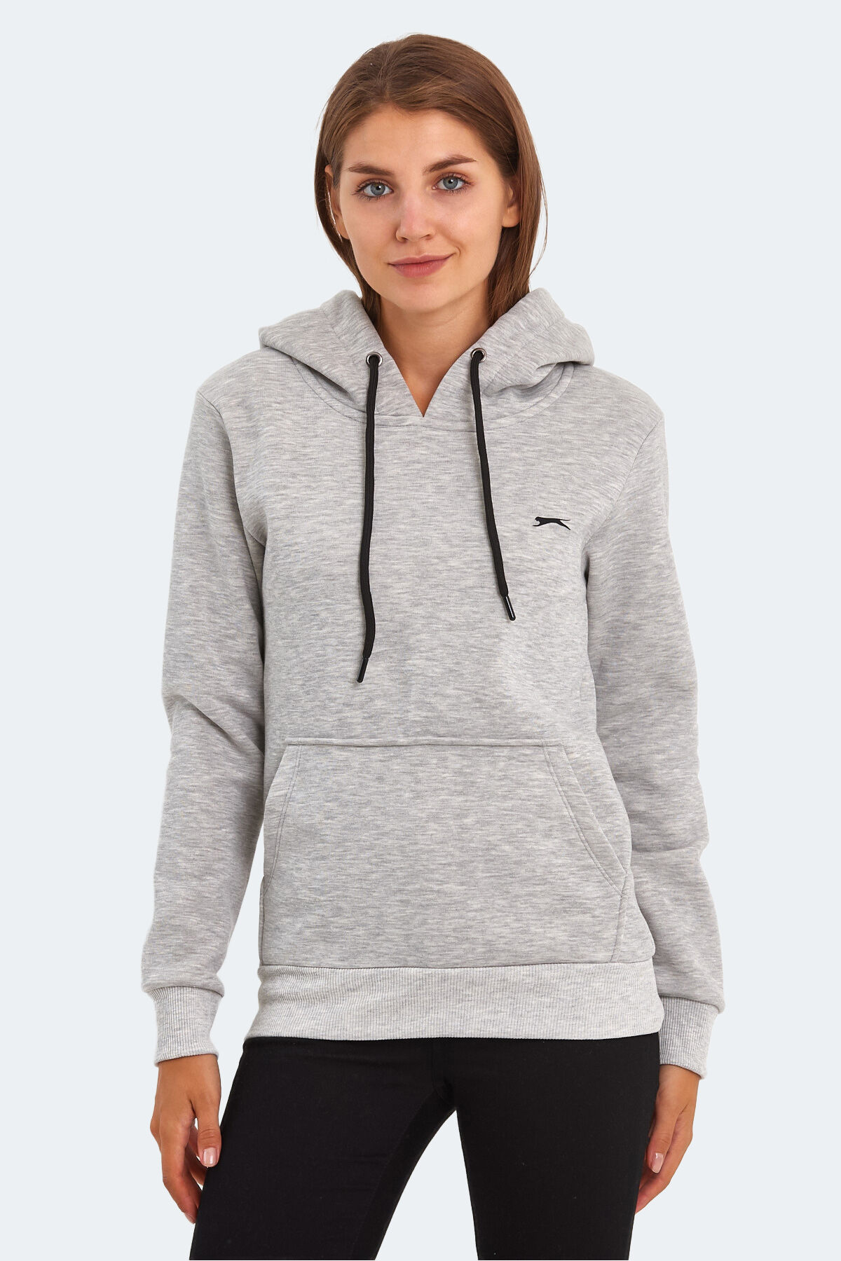 Slazenger KESHIAN IN Kadın Kapüşonlu Cepli Gri Sweatshırt