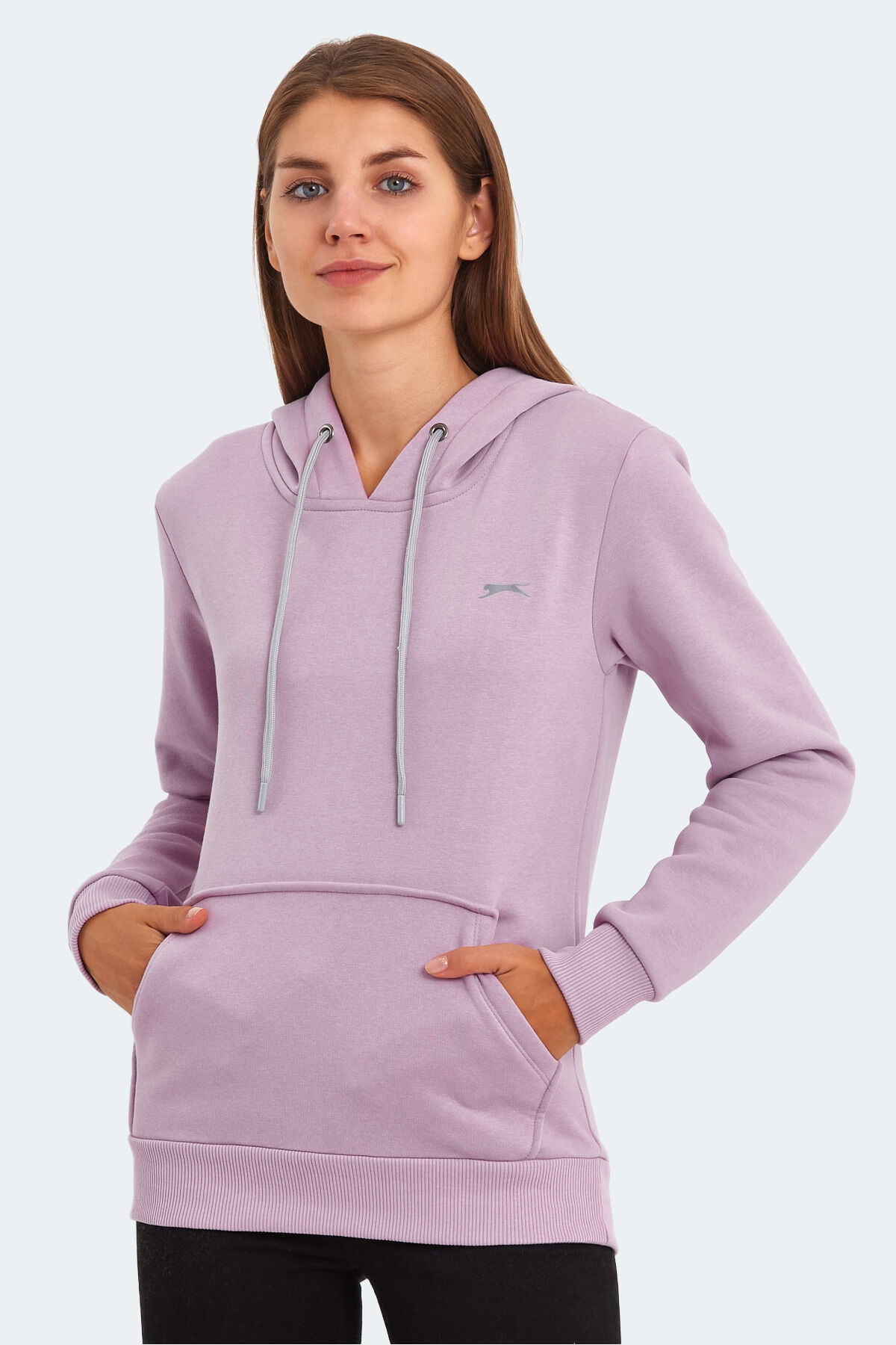 Slazenger KESHIAN IN Kadın Kapüşonlu Cepli Lila Sweatshırt