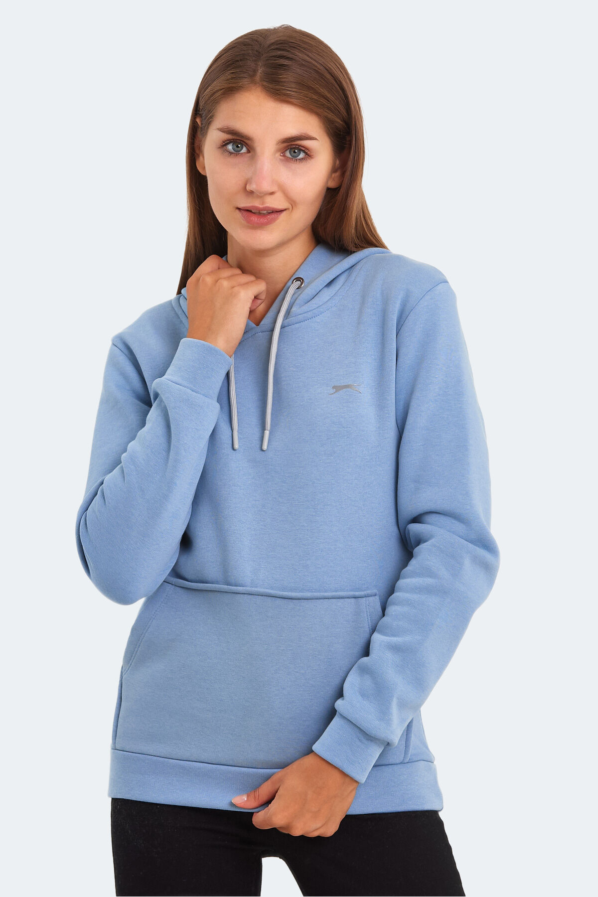 Slazenger KESHIAN IN Kadın Kapüşonlu Cepli Mavi Sweatshırt