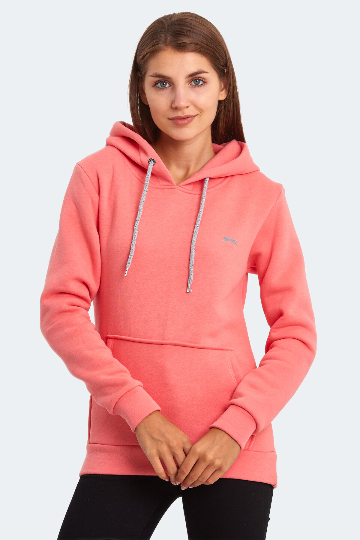 Slazenger KESHIAN IN Kadın Kapüşonlu Cepli Mercan Sweatshırt