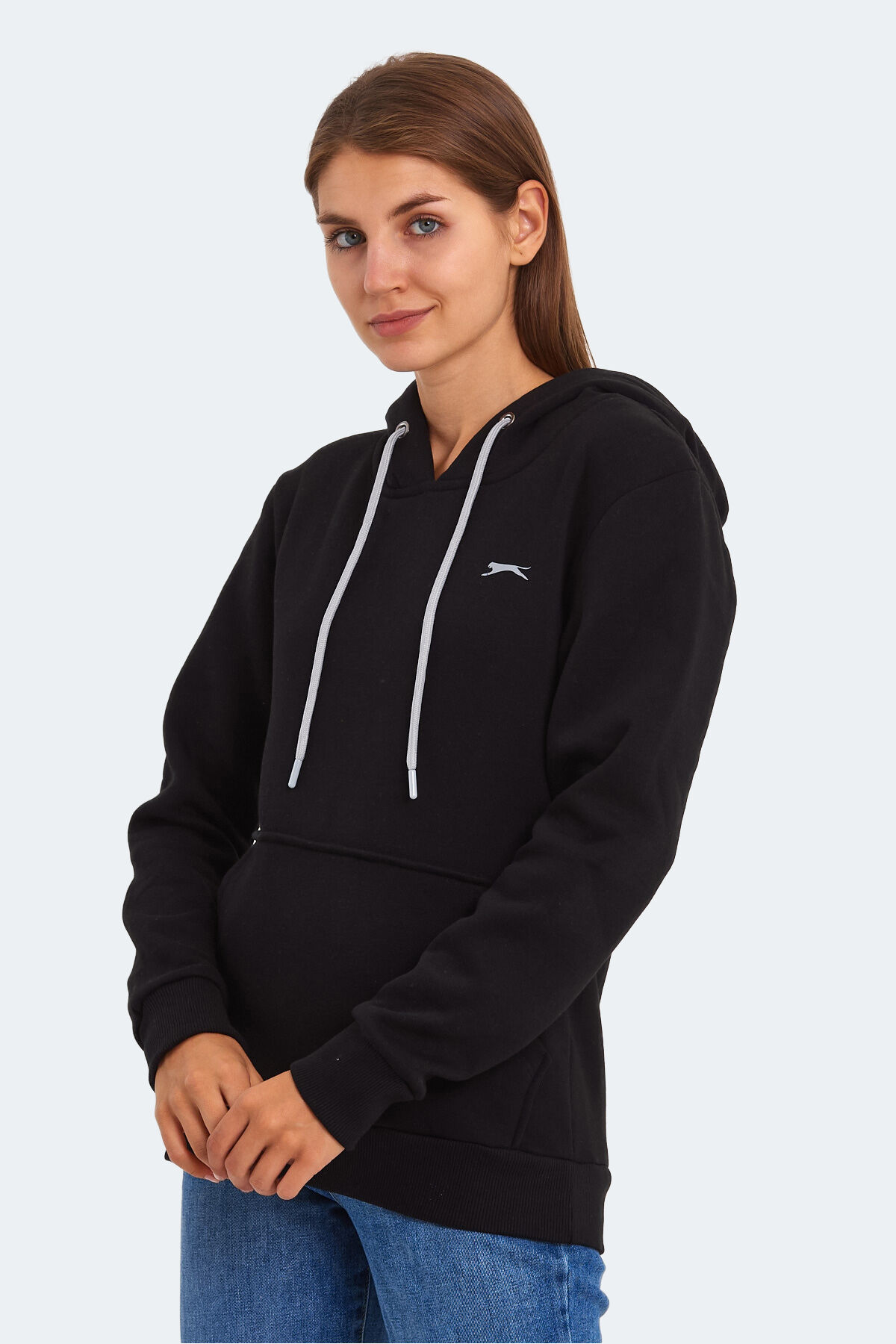 Slazenger KESHIAN IN Kadın Kapüşonlu Cepli Siyah Sweatshırt