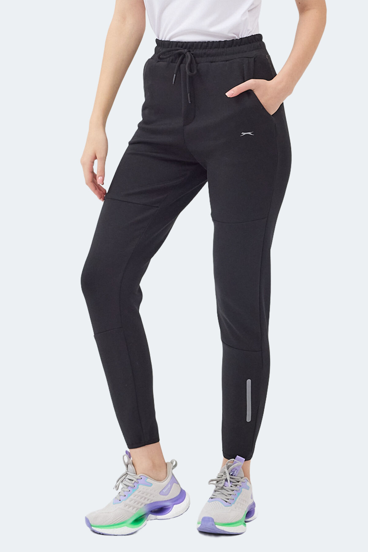 Slazenger KHALI I Kadın Cepli Slim Fit Siyah Eşofman Altı