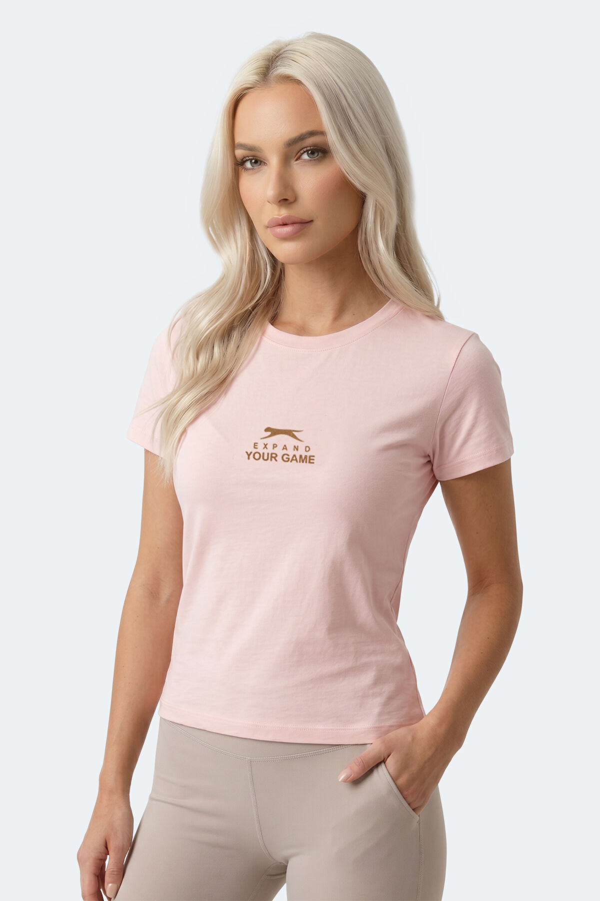 Slazenger KOSTA Kadın Baskılı Açık Pembe Tişört