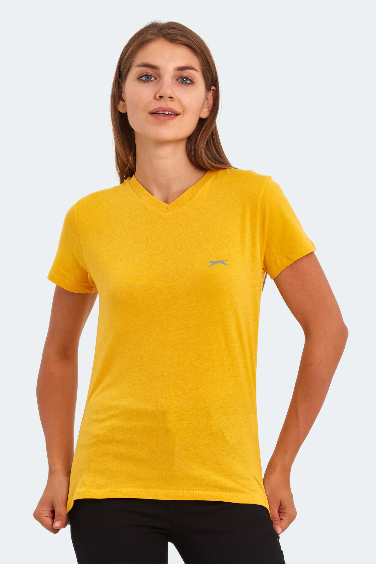 Slazenger KRISTEN I Kadın V Yaka Hardal Tişört