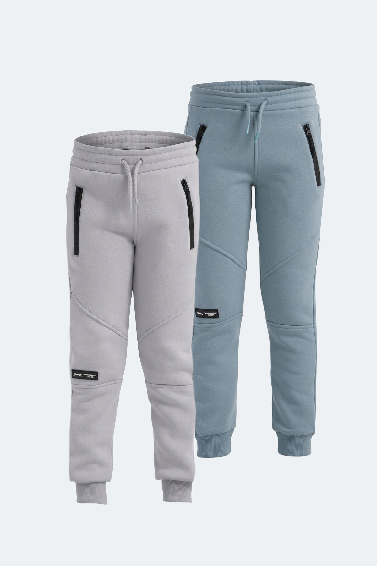 Slazenger LAMYA 2 li Set Erkek Çocuk Fermuar Cepli Taş Gri - Mavi Eşofman Altı