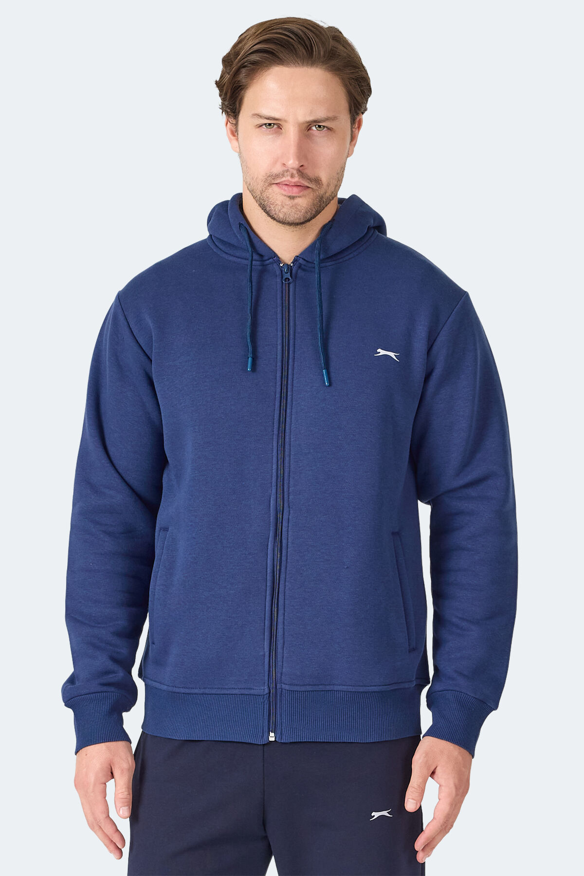 Slazenger MAJESTIC  I Erkek Fermuarlı Kapüşonlu Cepli Lacivert Sweatshırt