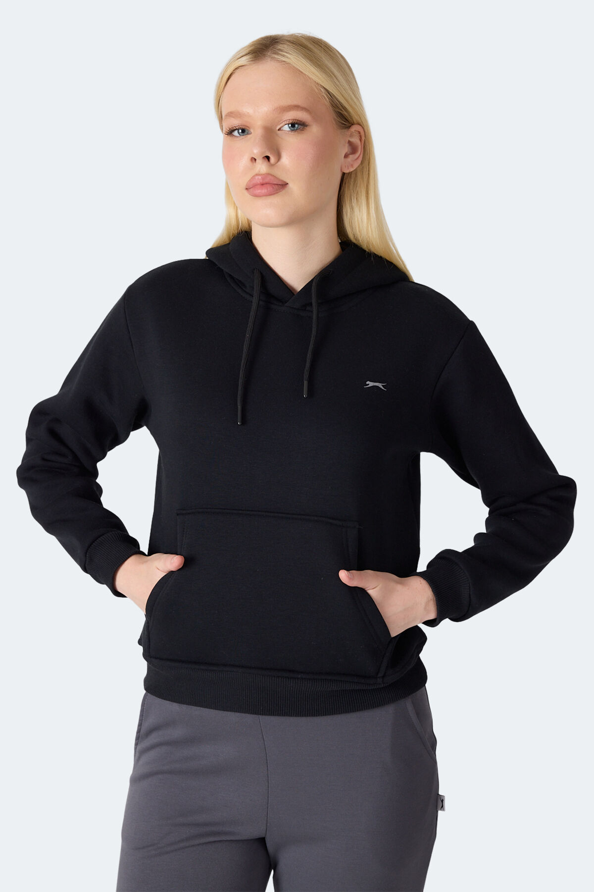 Slazenger MISTY  I Kadın Kapüşonlu Siyah Sweatshırt