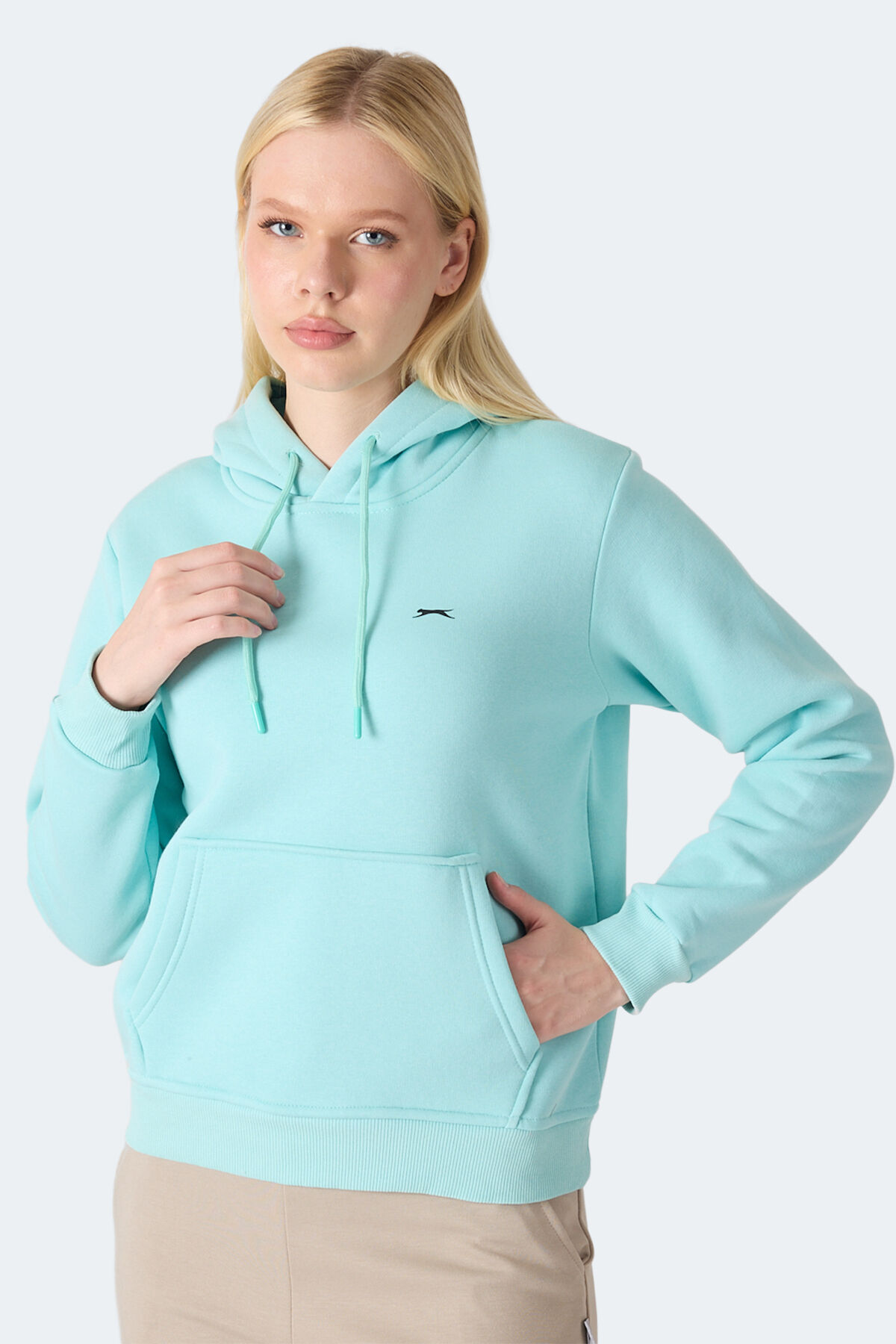 Slazenger MISTY  I Kadın Kapüşonlu Turkuaz Sweatshırt