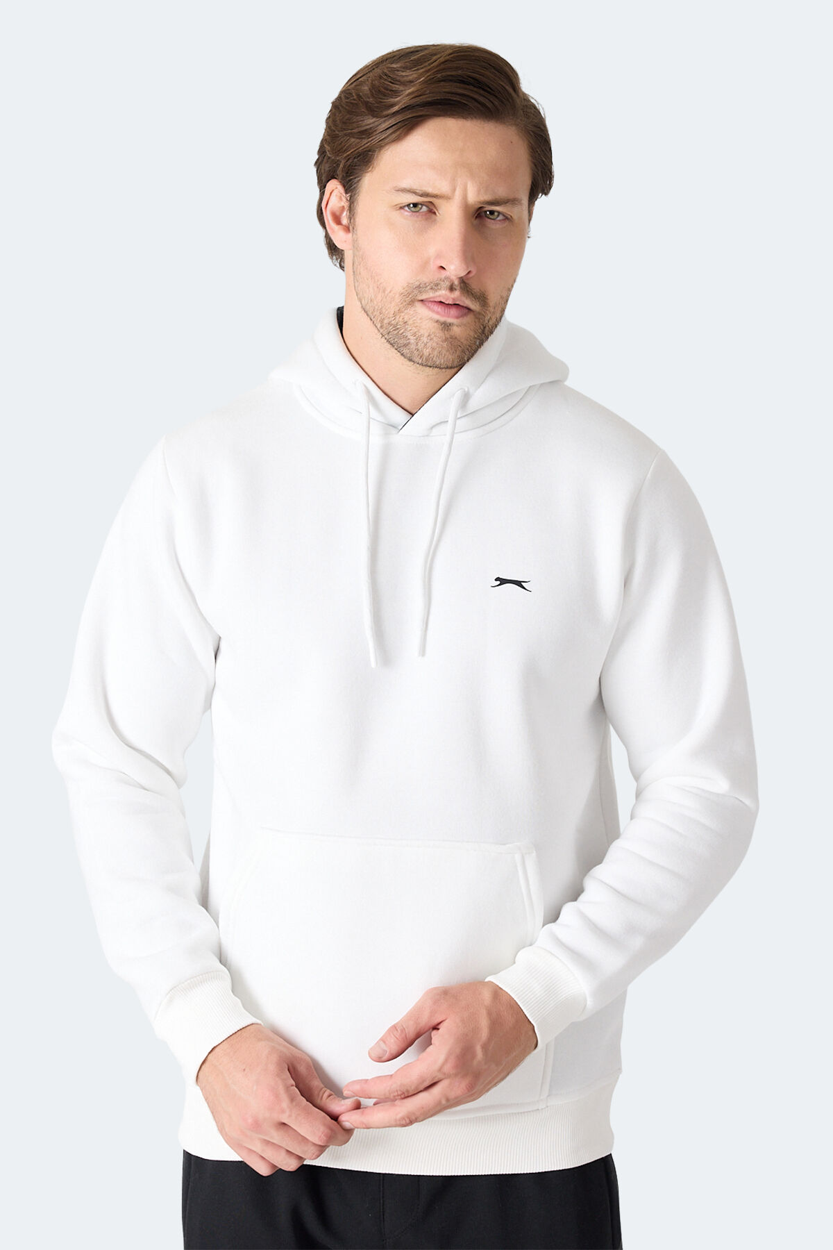 Slazenger MOONLIGHT I Erkek Kapüşonlu Ekru Sweatshırt