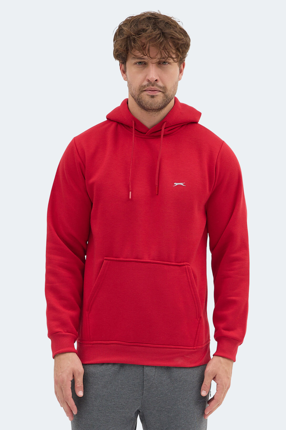 Slazenger MOONLIGHT I Erkek Kapüşonlu Kırmızı Sweatshırt