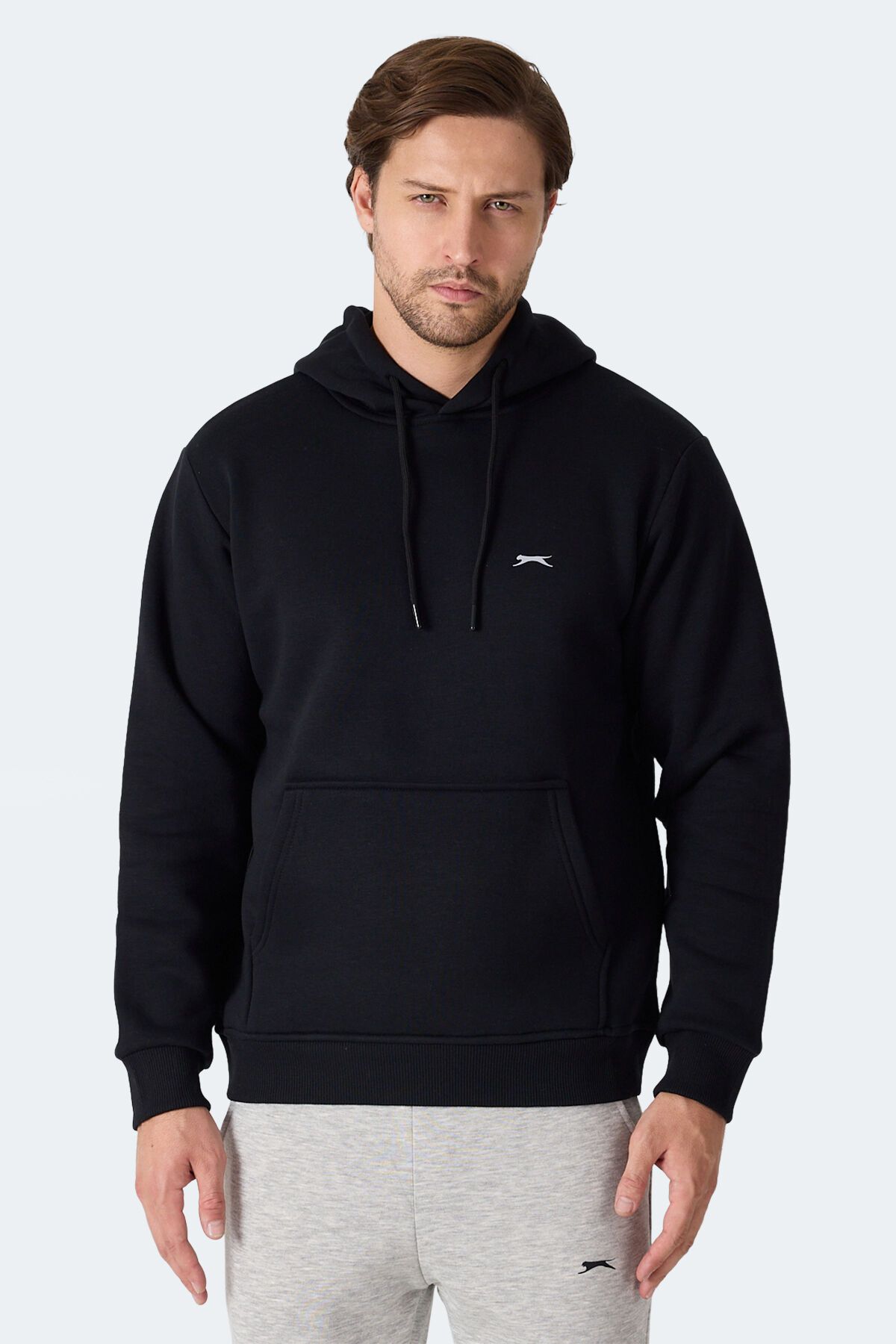 Slazenger MOONLIGHT I Erkek Kapüşonlu Siyah Sweatshırt