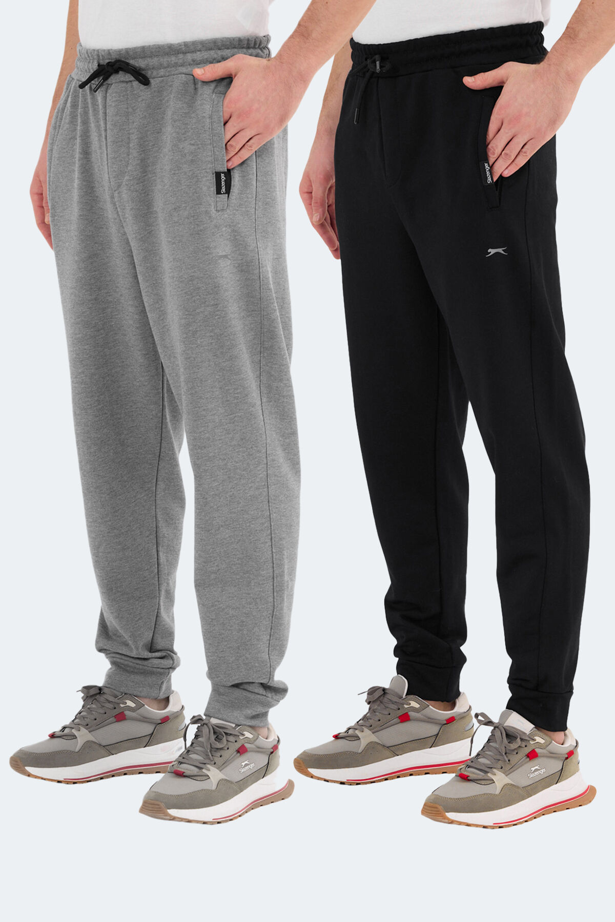 Slazenger NAVDEEP 2 Lİ SET Erkek Cepli Siyah - Koyu Gri Eşofman Altı