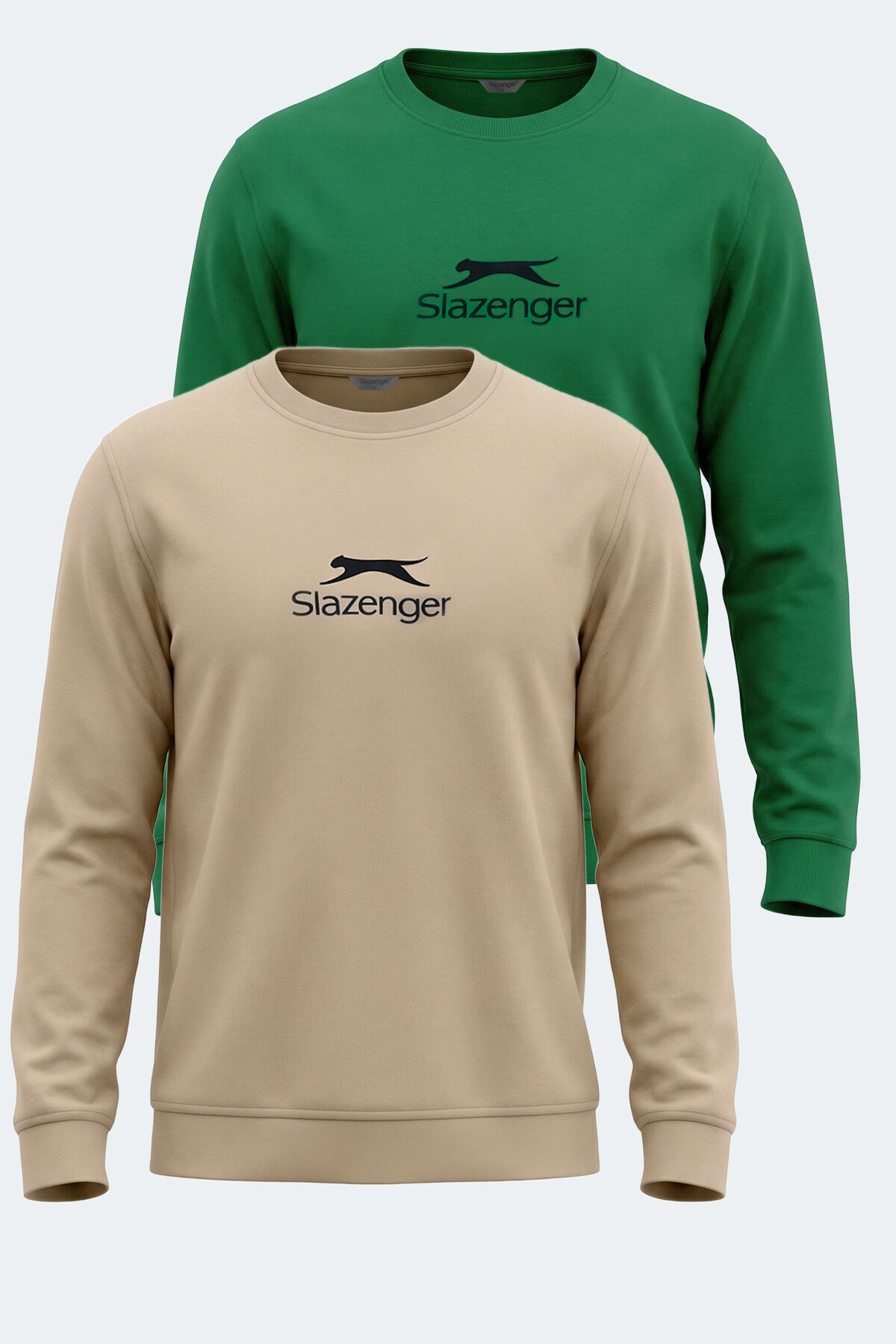 Slazenger ORTWIN 2 Lİ SET Erkek  Beyaz - Yeşil Sweatshırt