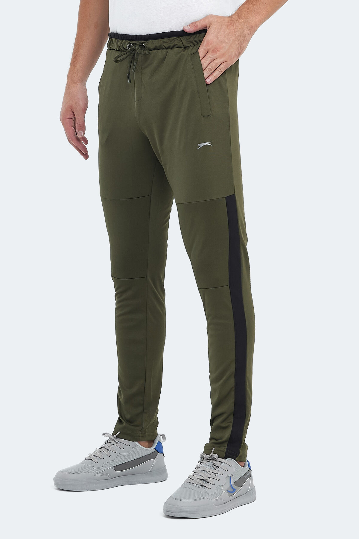 Slazenger OXFORD I Erkek Fermuar Cepli Haki Eşofman Altı