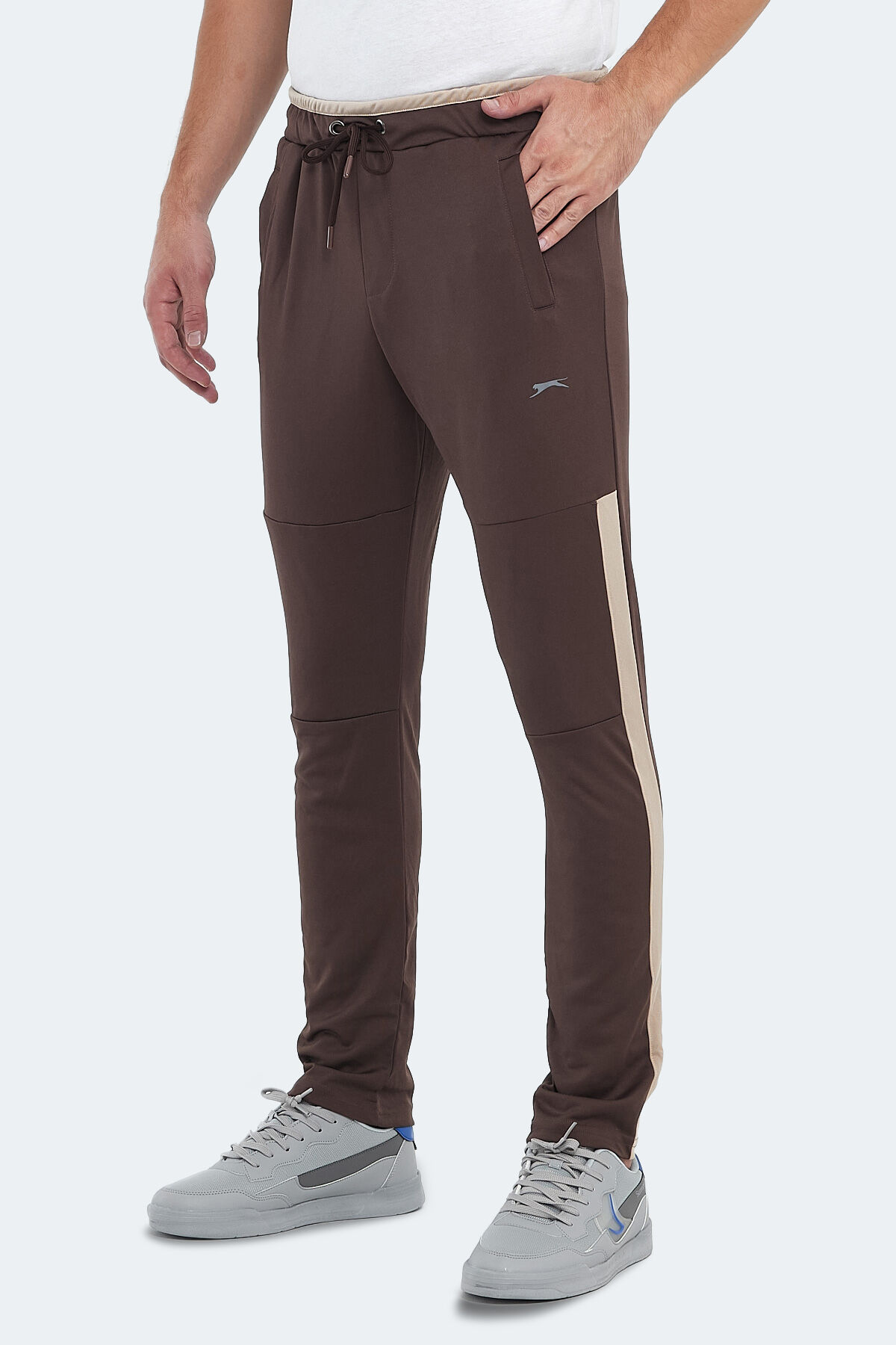 Slazenger OXFORD I Erkek Fermuar Cepli Kahve Eşofman Altı