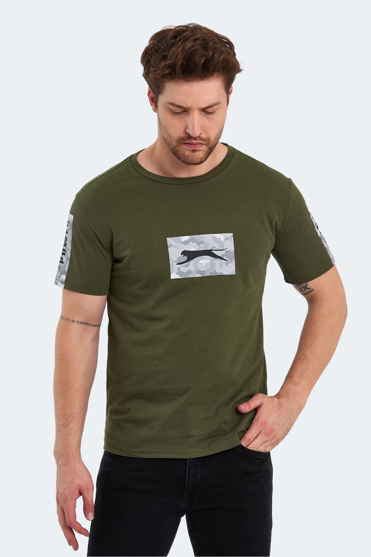 Slazenger PADERAU IN Erkek Baskılı Haki Tişört