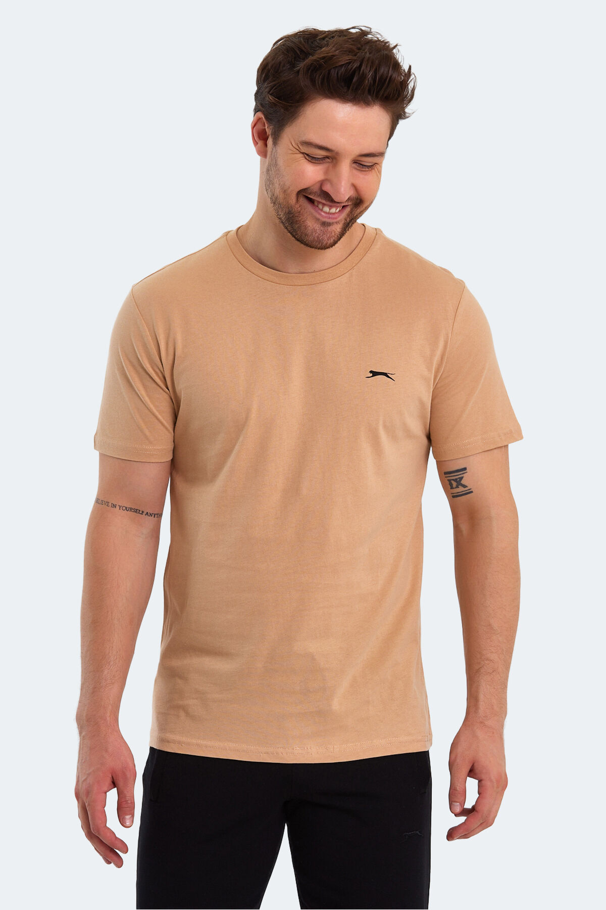 Slazenger PAINT I Erkek Baskılı Bej Tişört