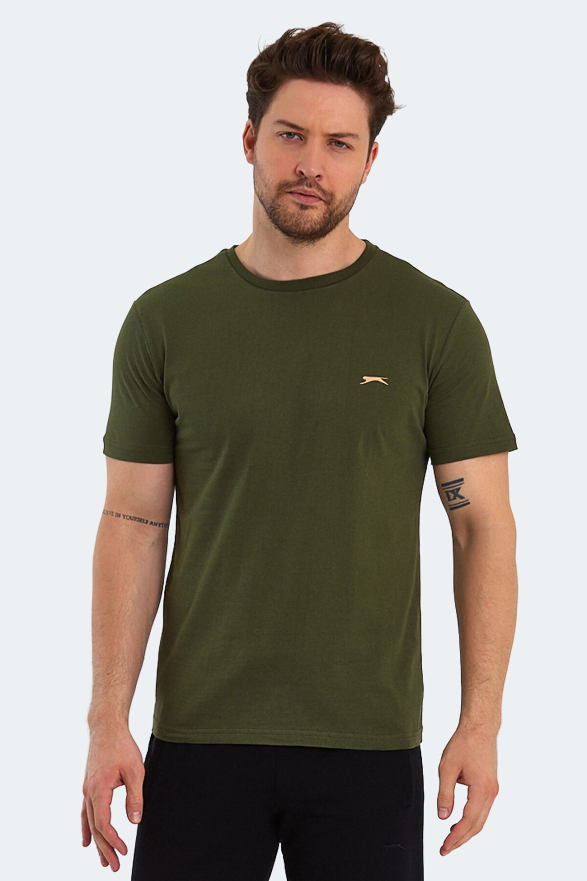 Slazenger PAINT I Erkek Baskılı Haki Tişört