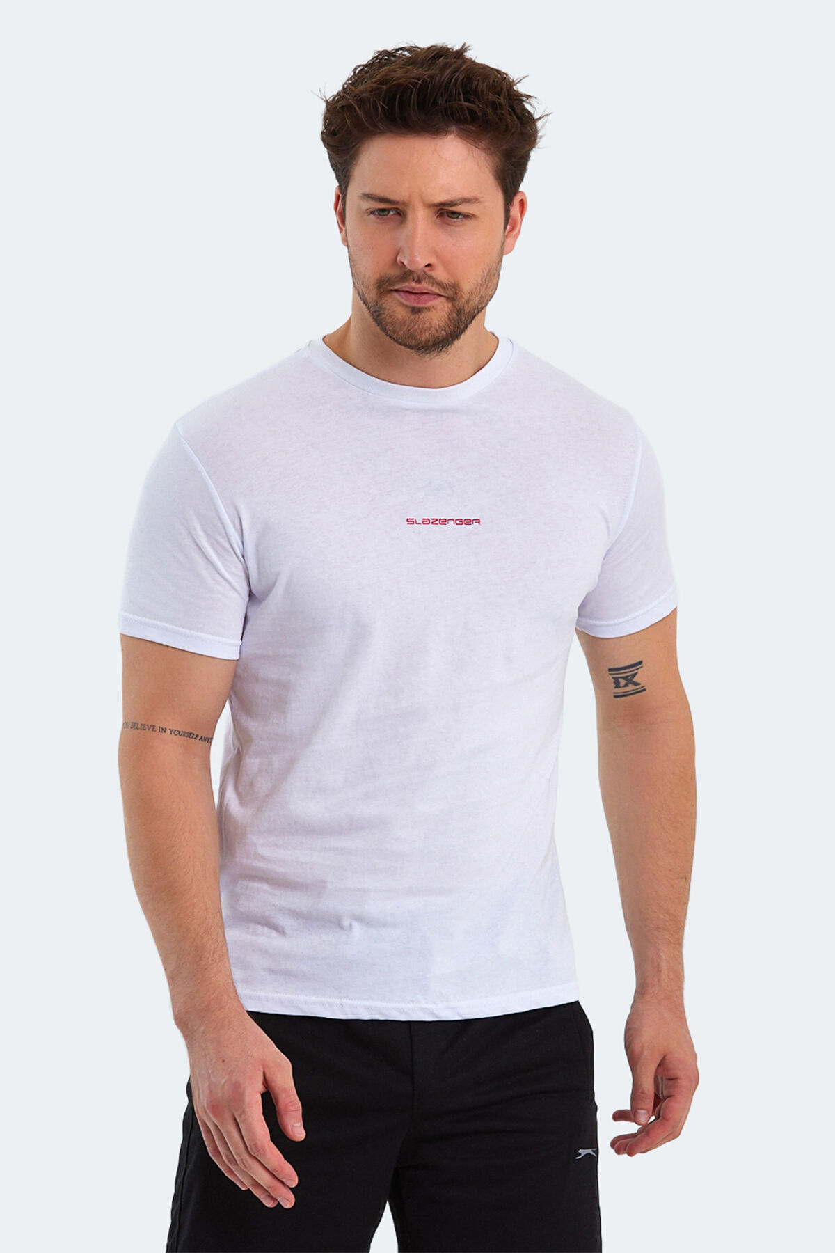 Slazenger PATSY IN Erkek Baskılı Beyaz Tişört