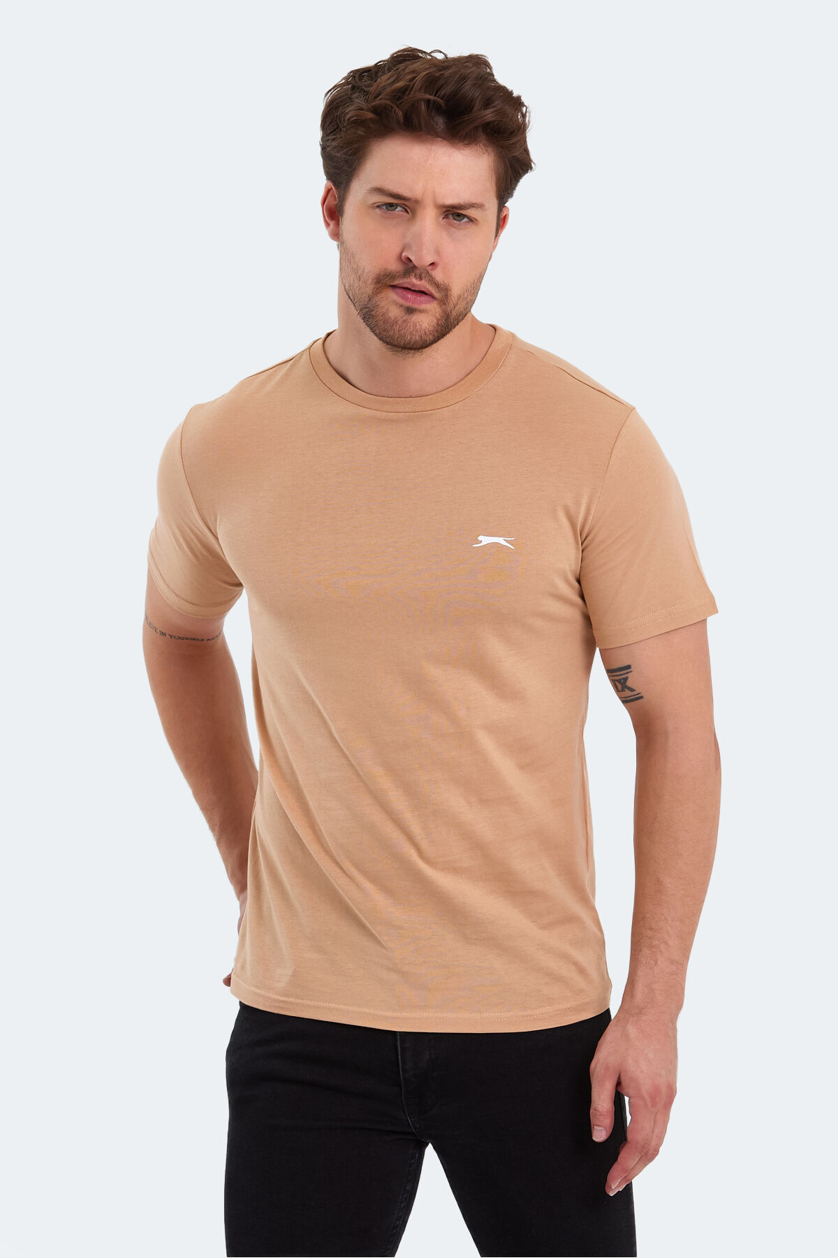 Slazenger POLL IN Erkek Baskılı Bej Tişört