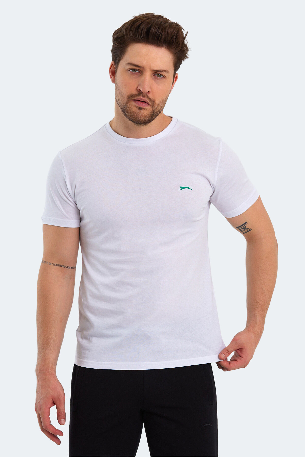 Slazenger POLL IN Erkek Baskılı Beyaz Tişört