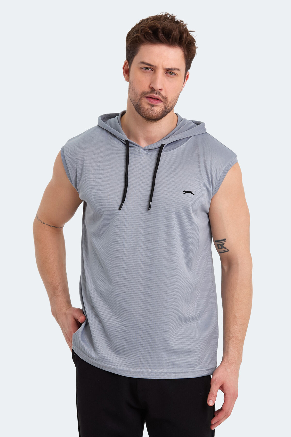 Slazenger RAG Erkek Kolsuz Gri Tişört