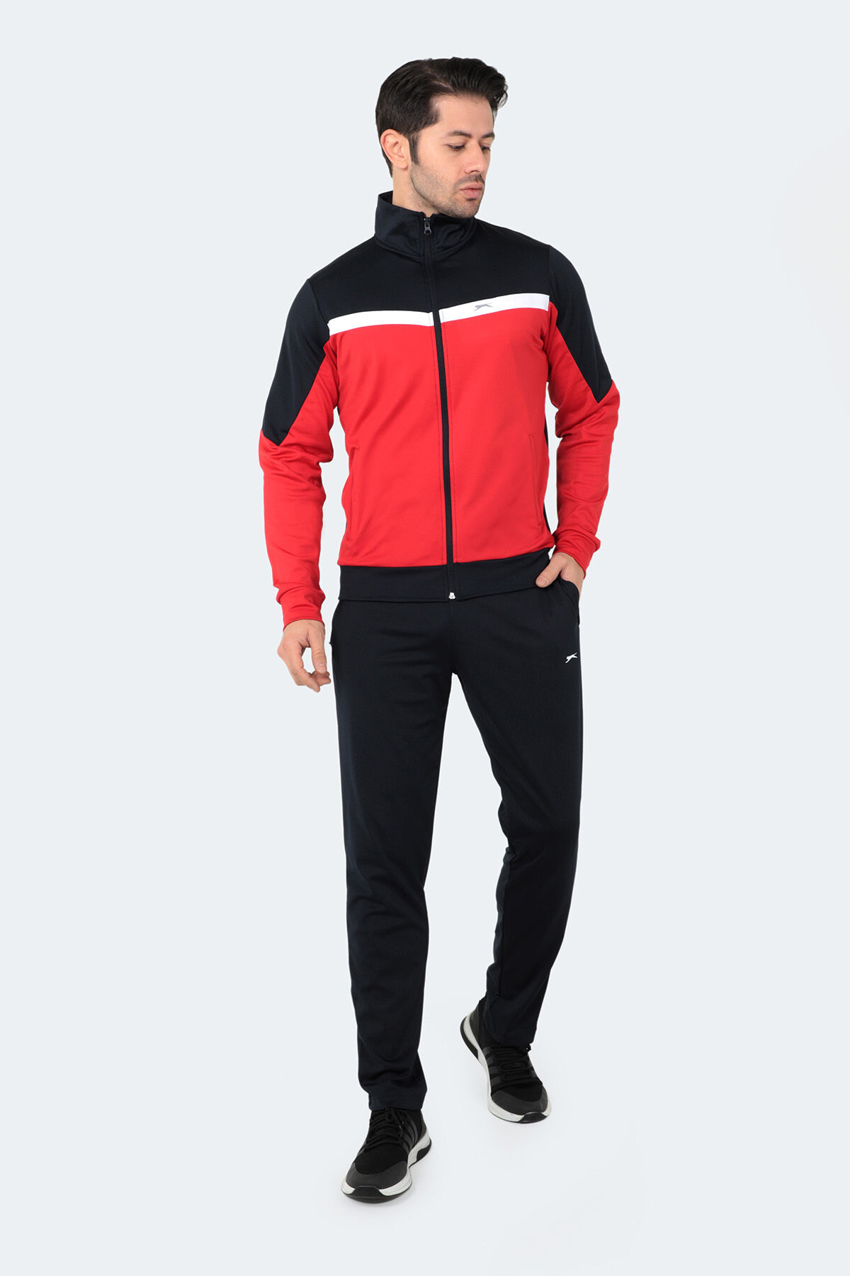 Slazenger RAMOS Erkek Fermuarlı Dik Yaka Cepli Lacivert Eşofman Takımı