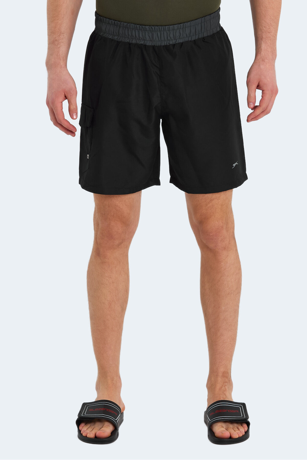 Slazenger RASMUS IN Erkek Cepli Deniz Şortu Siyah / Koyu Gri Mayo