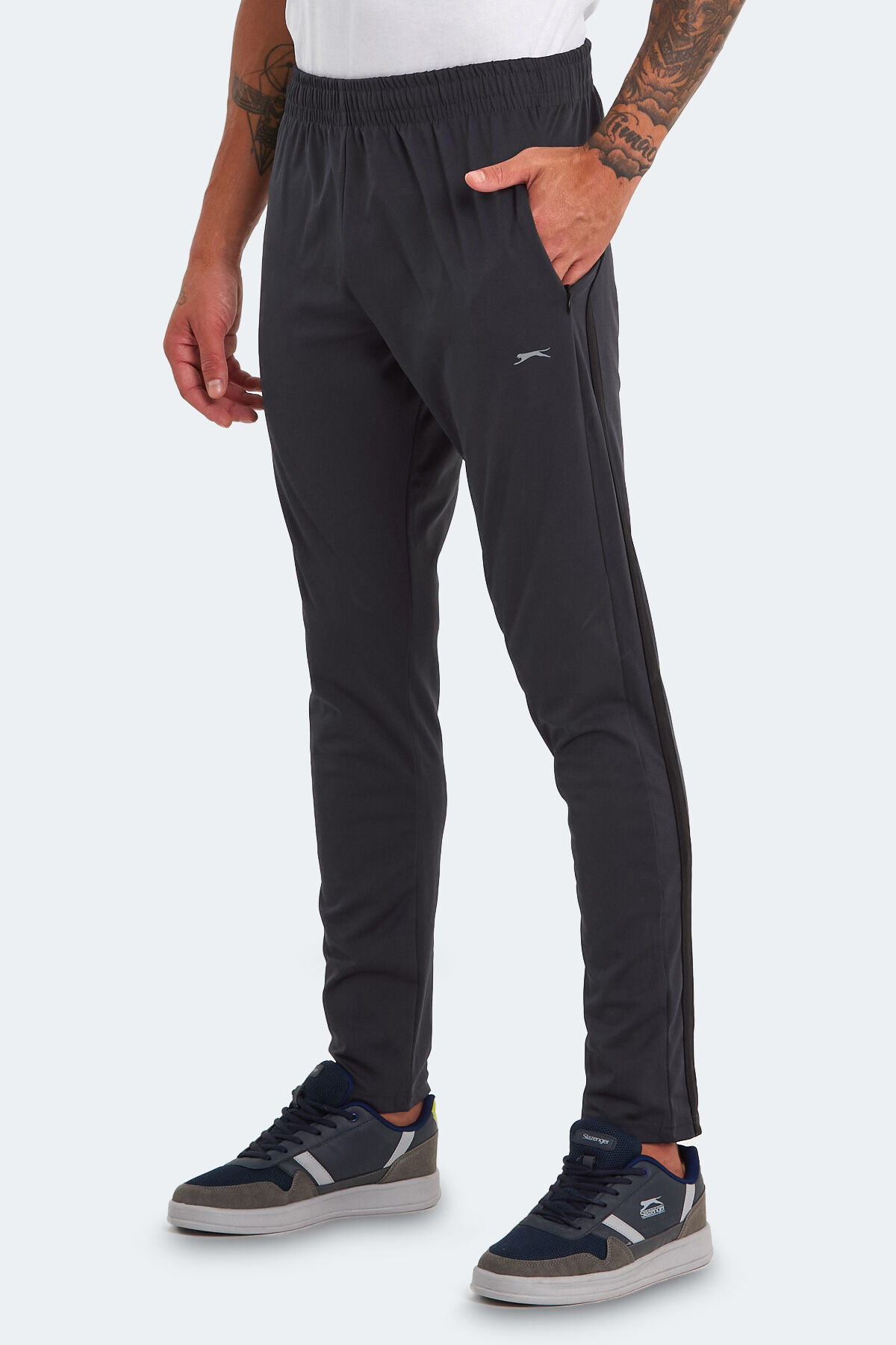 Slazenger RECALL IN Erkek Fermuar Cepli Koyu Gri Eşofman Altı