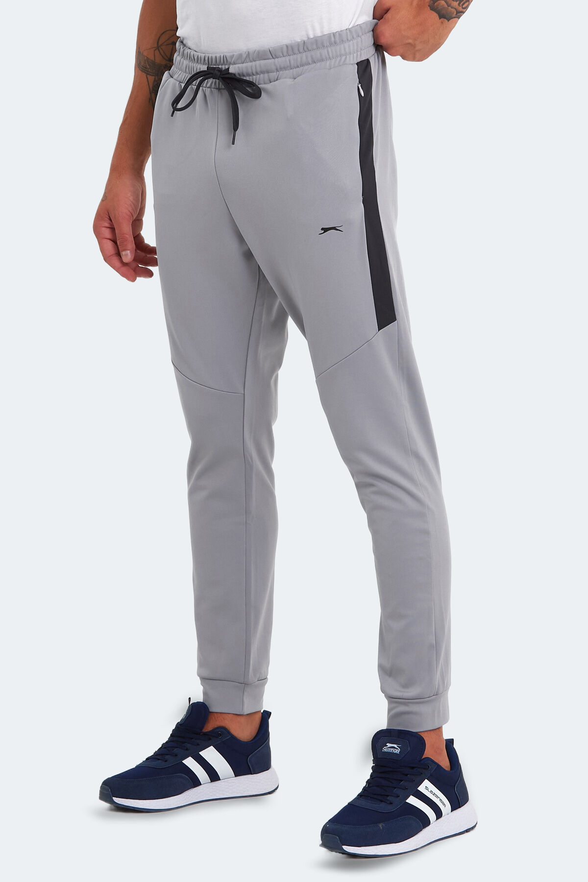 Slazenger REGION IN Erkek Fermuar Cepli Gri Eşofman Altı