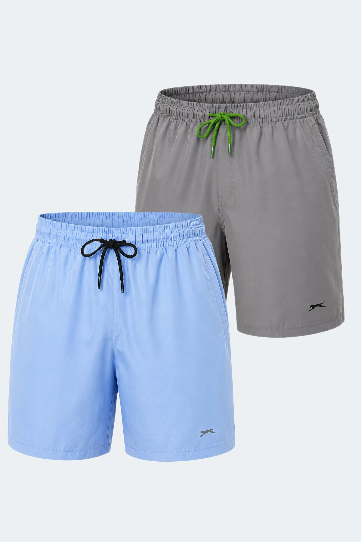 Slazenger RENO 2 Lİ SET Erkek Cepli Deniz Şortu Gri - Mavi Şort