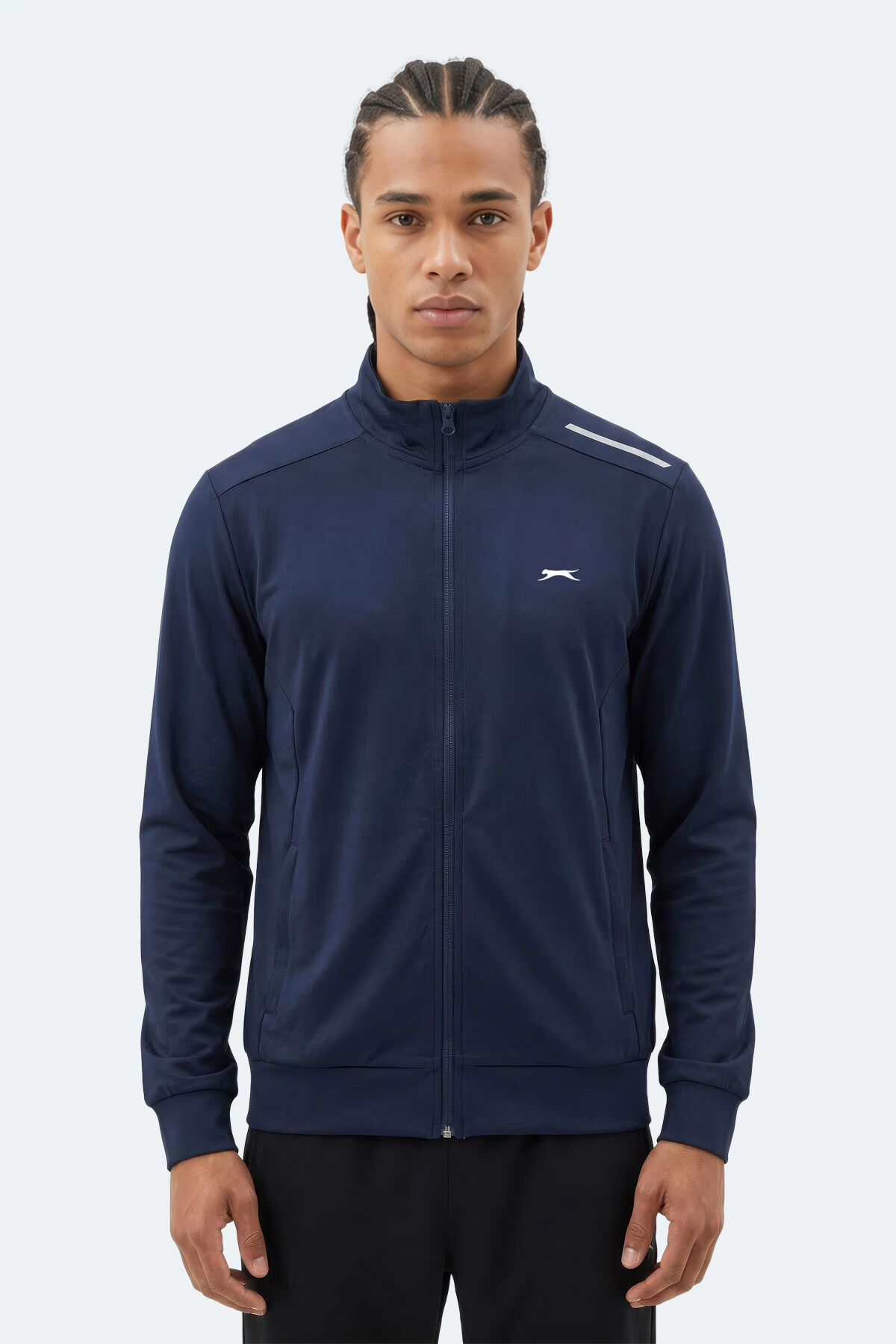 Slazenger REVOLVER Erkek Fermuarlı Dik Yaka Cepli Lacivert Sweatshırt