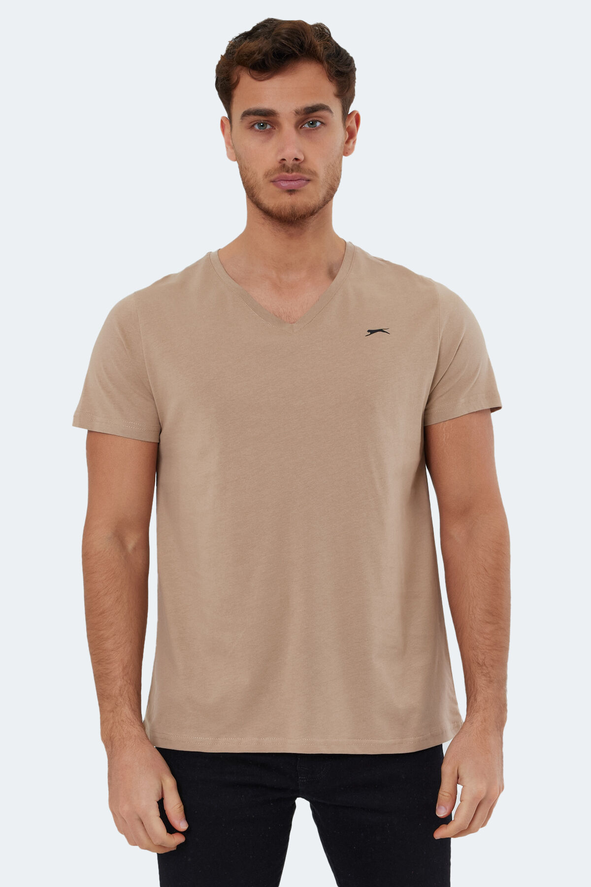 Slazenger RIVALDO Erkek V Yaka Bej Tişört