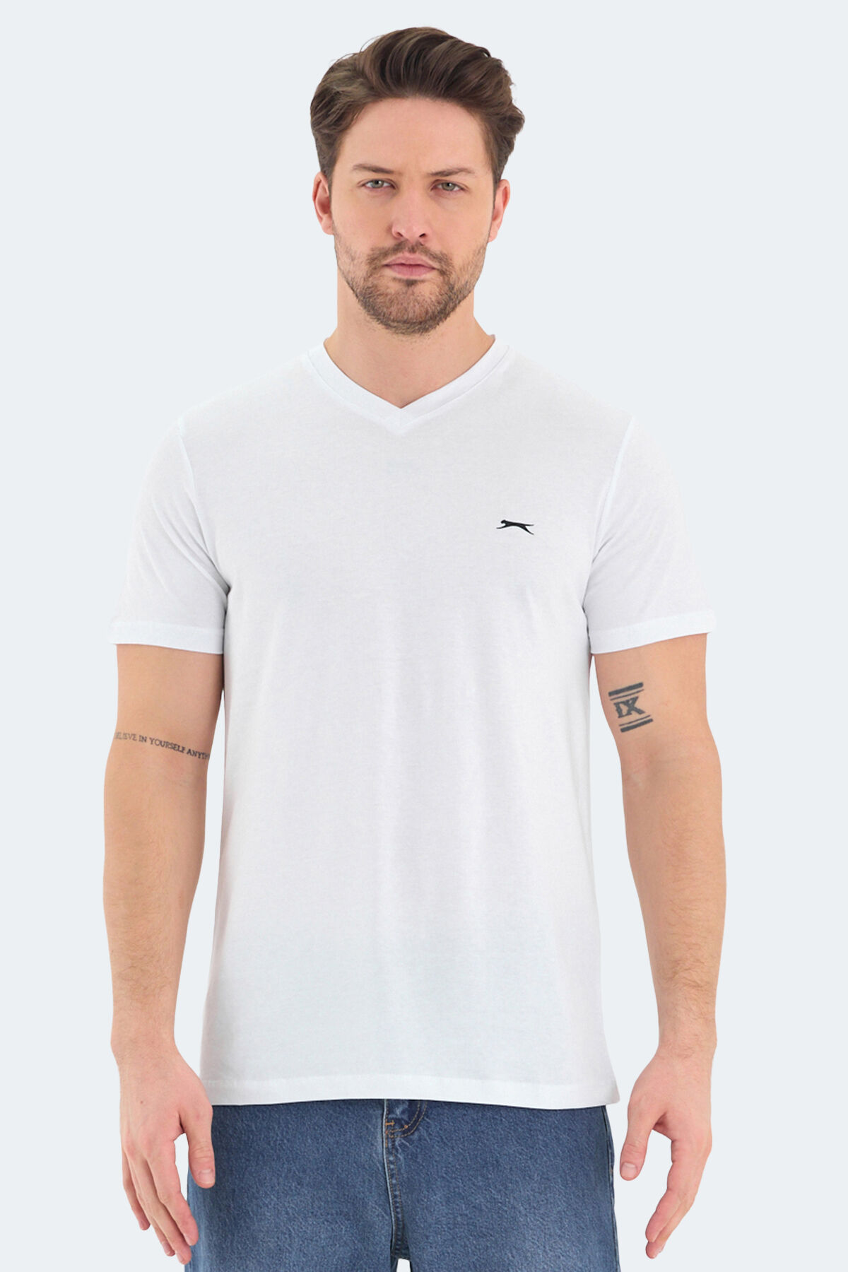 Slazenger RIVALDO Erkek V Yaka Beyaz Tişört